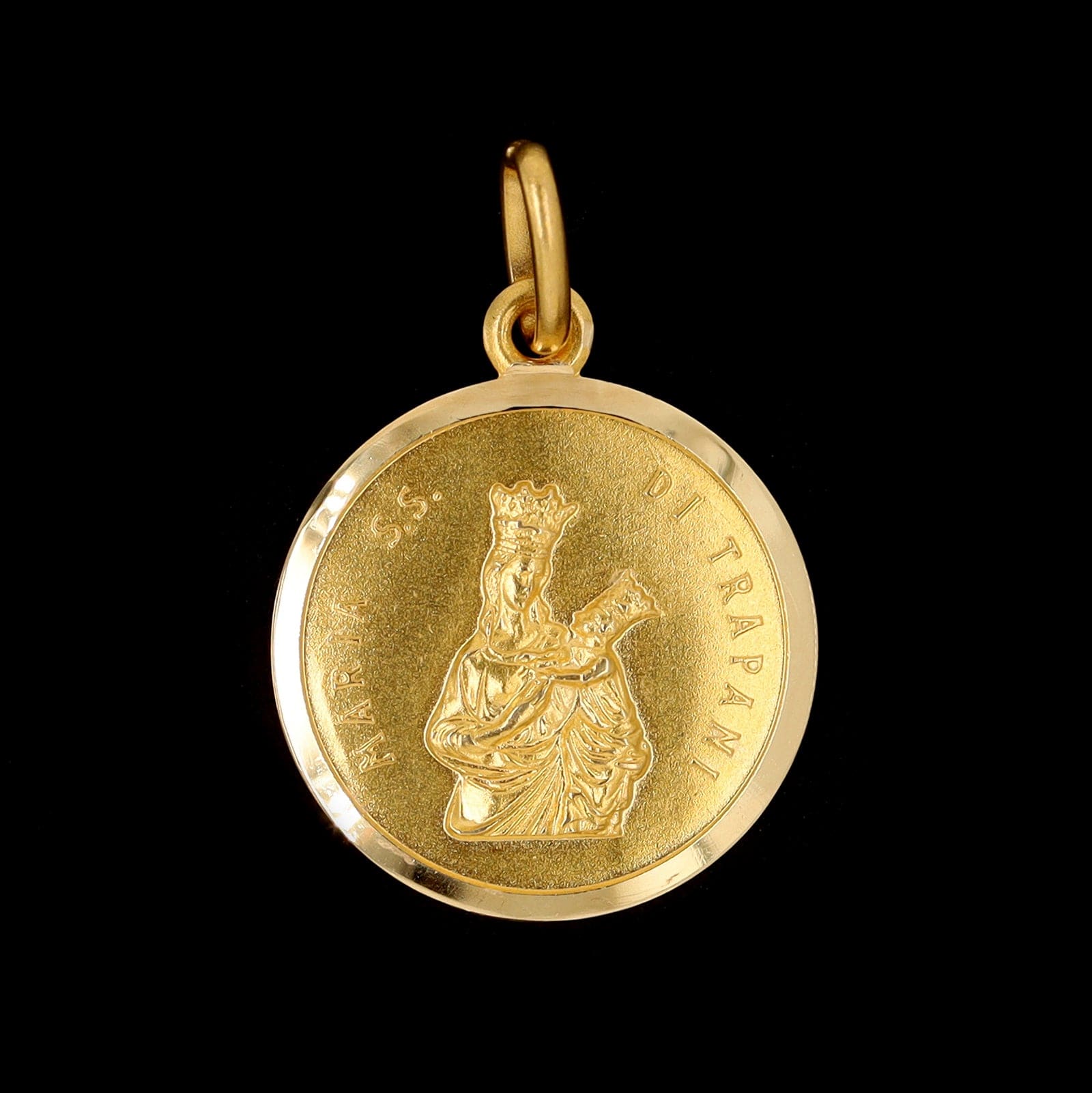 18K Yellow Gold Estate Madonna of Trapani Medal