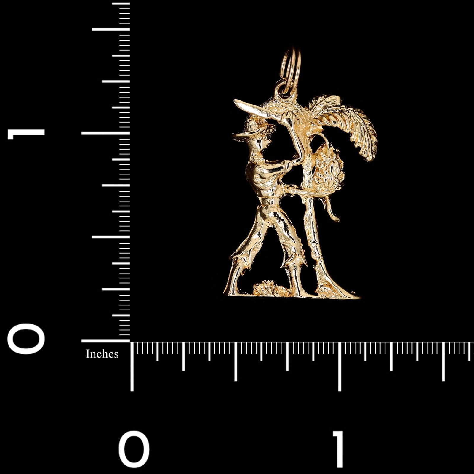 14K Yellow Gold Estate Banana Harvester Charm - Image 3