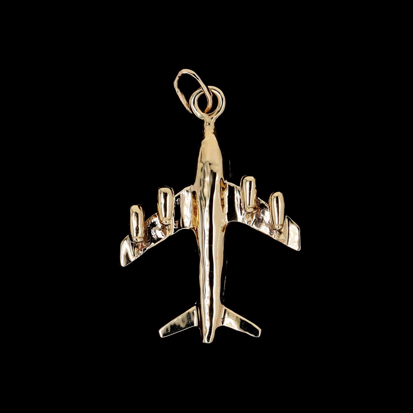 14K Yellow Gold Estate Airplane Charm - Image 2