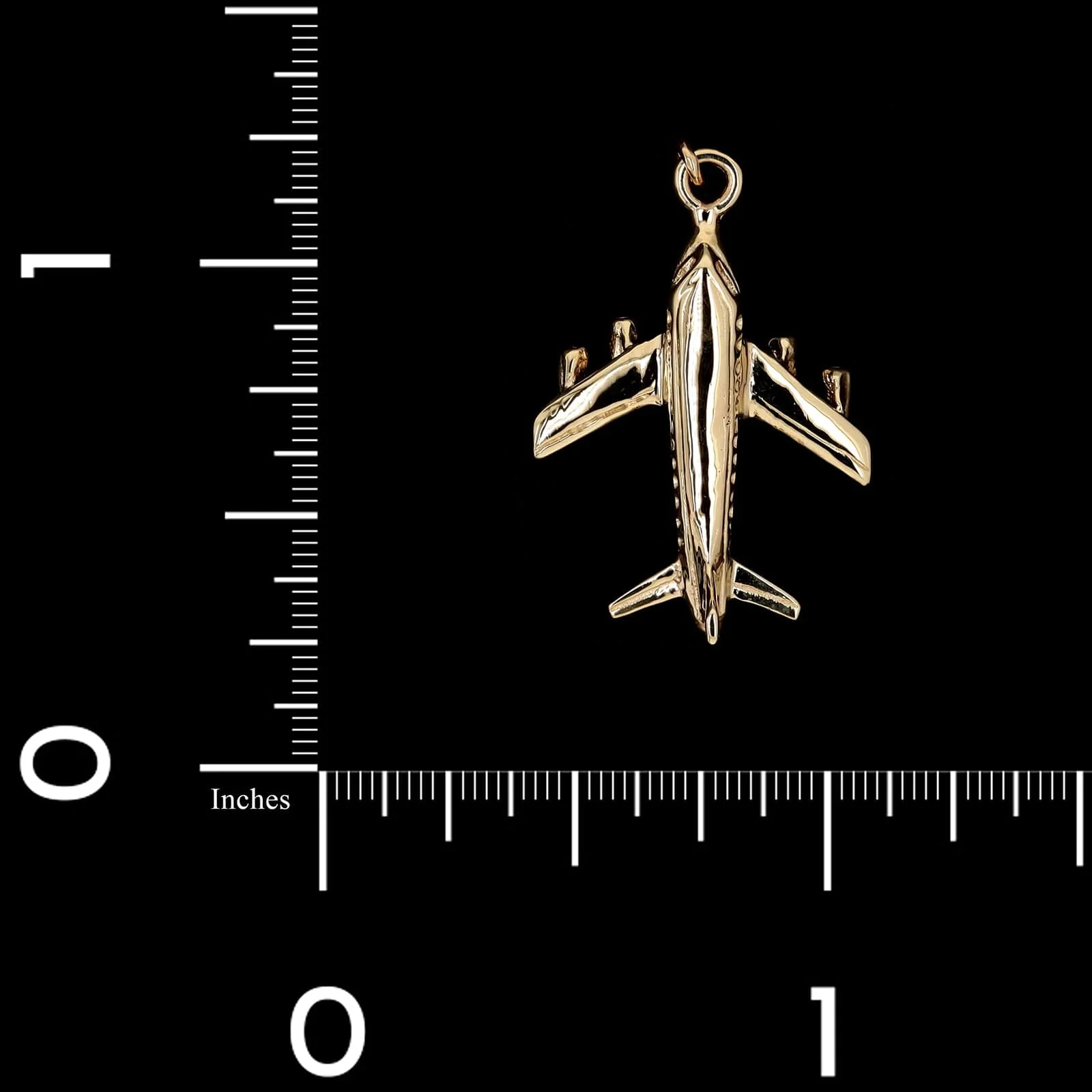 14K Yellow Gold Estate Airplane Charm - Image 3