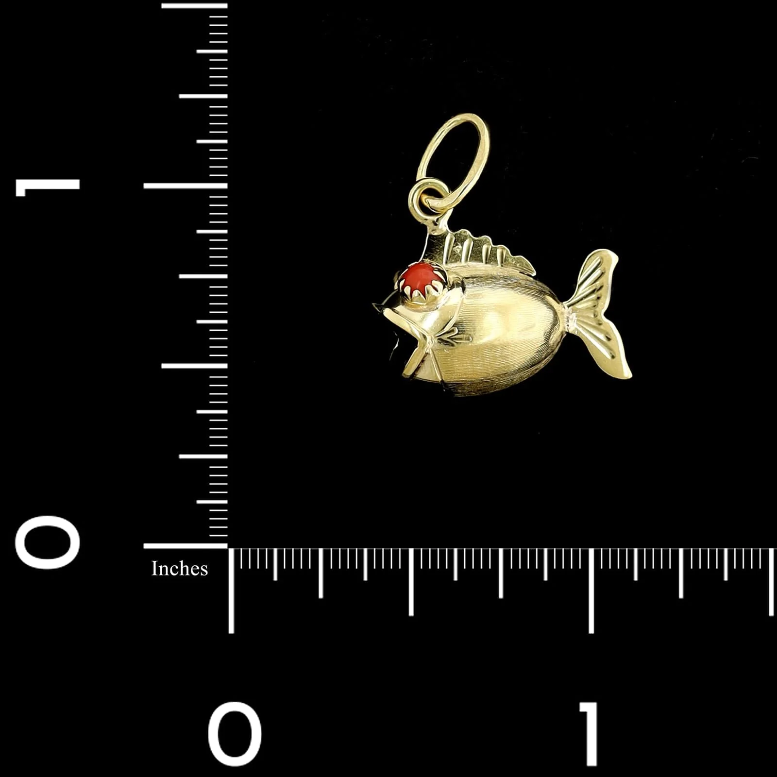 14K Yellow Gold Estate Coral Fish Charm - Image 2