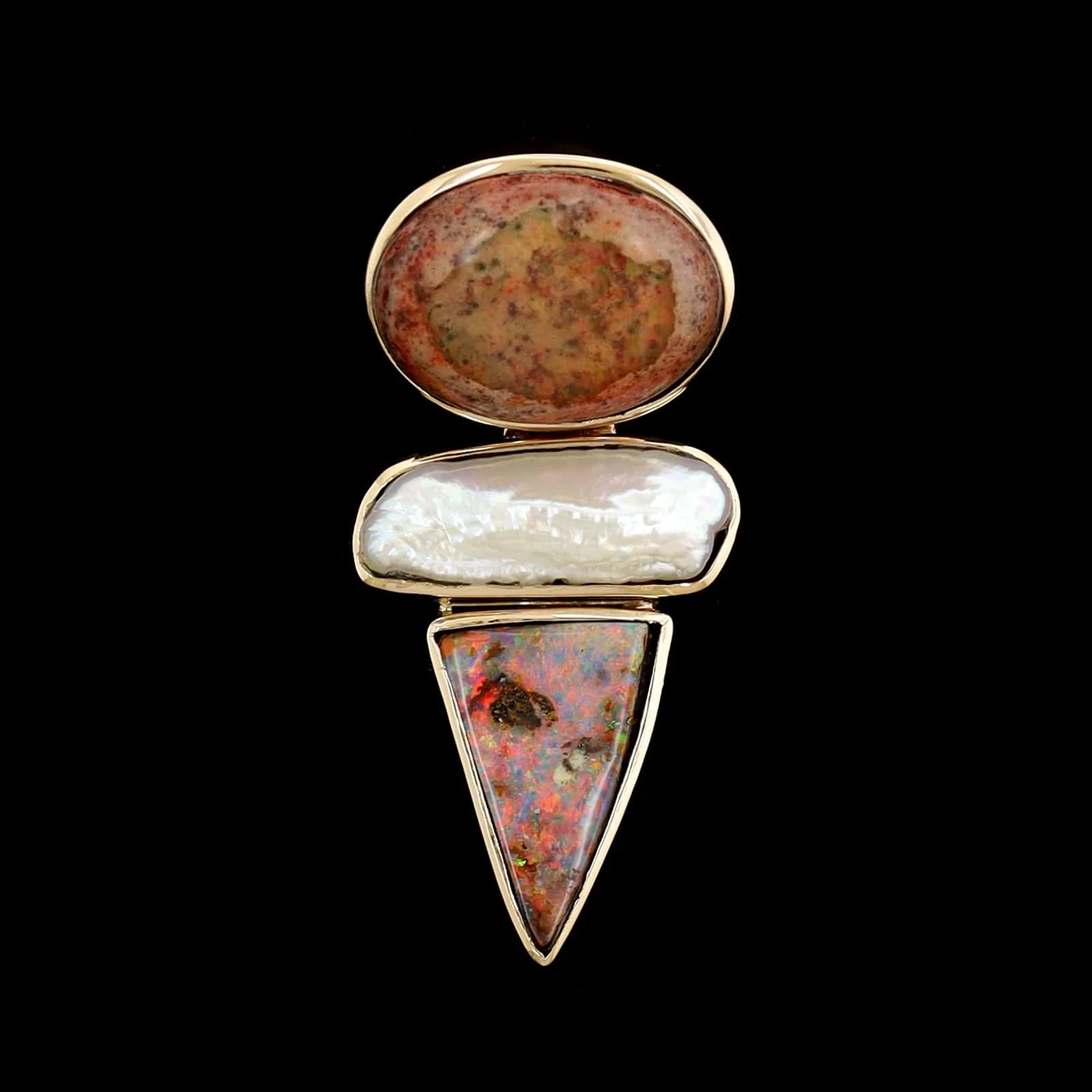18K Yellow Gold Estate Gem-set Slide Pendant