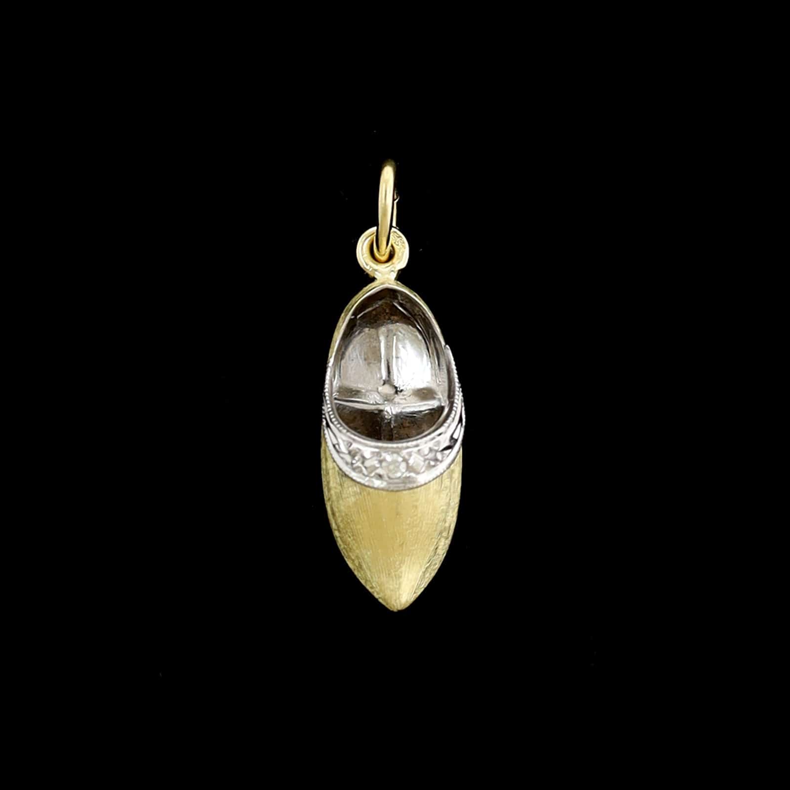 14K Two-tone Gold Estate Diamond Dutch Clog Charm