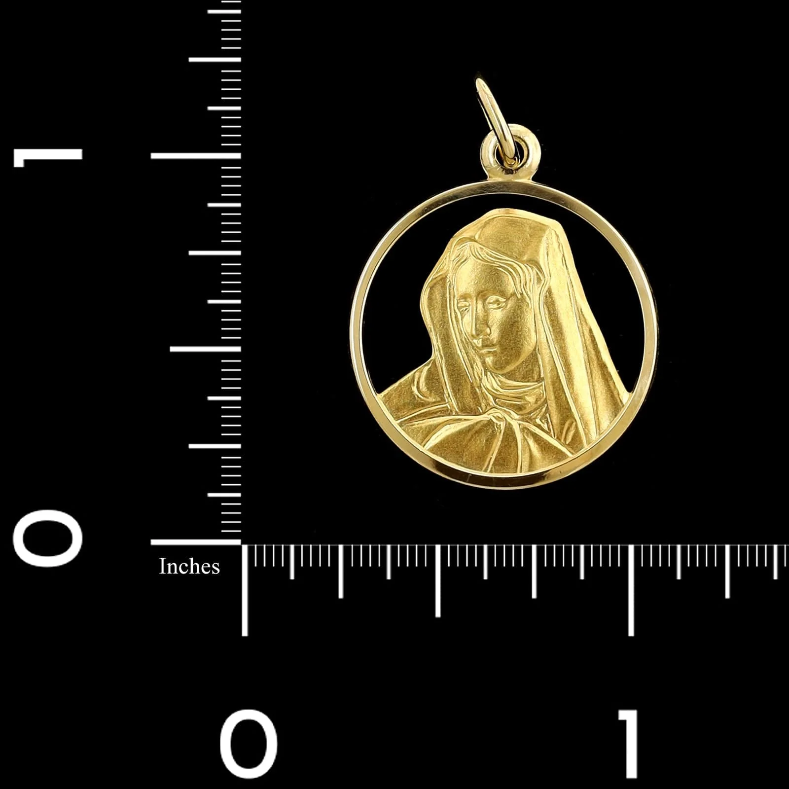 18K Yellow Gold Estate Virgin Mary Madonna Medal - Image 3