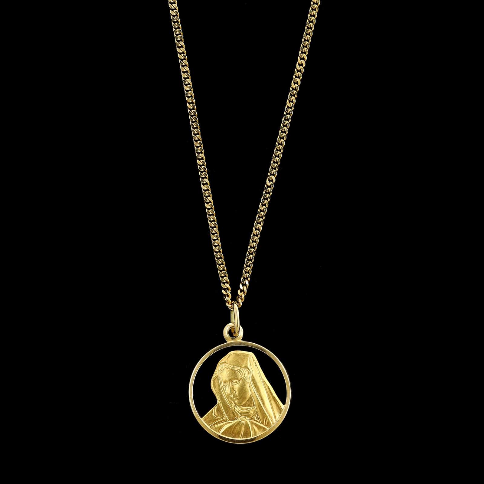 18K Yellow Gold Estate Virgin Mary Madonna Medal - Image 4