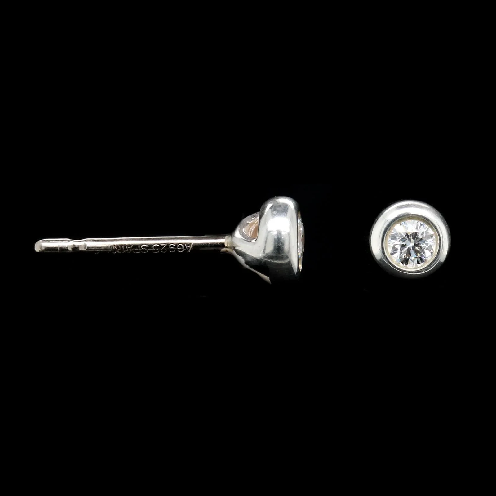 Tiffany & Co. Sterling Silver Estate Elsa Peretti Diamond By The Yard Earrings
