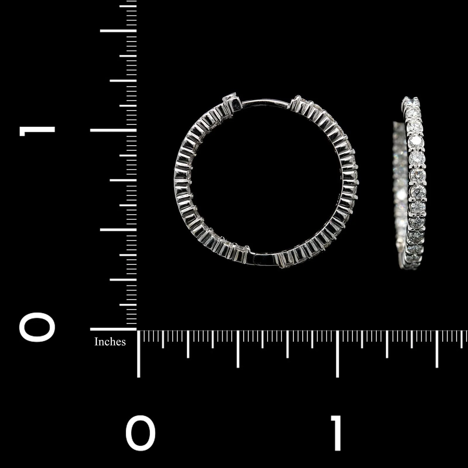Roberto Coin 18K White Gold Estate Diamond Inside Outside Hoops - Image 2