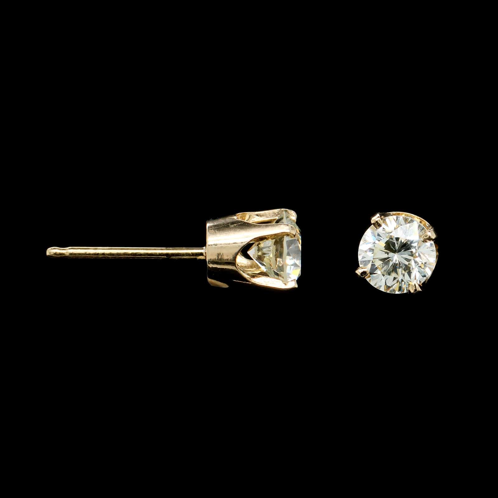 14K Yellow Gold Estate Diamond Stud Earrings