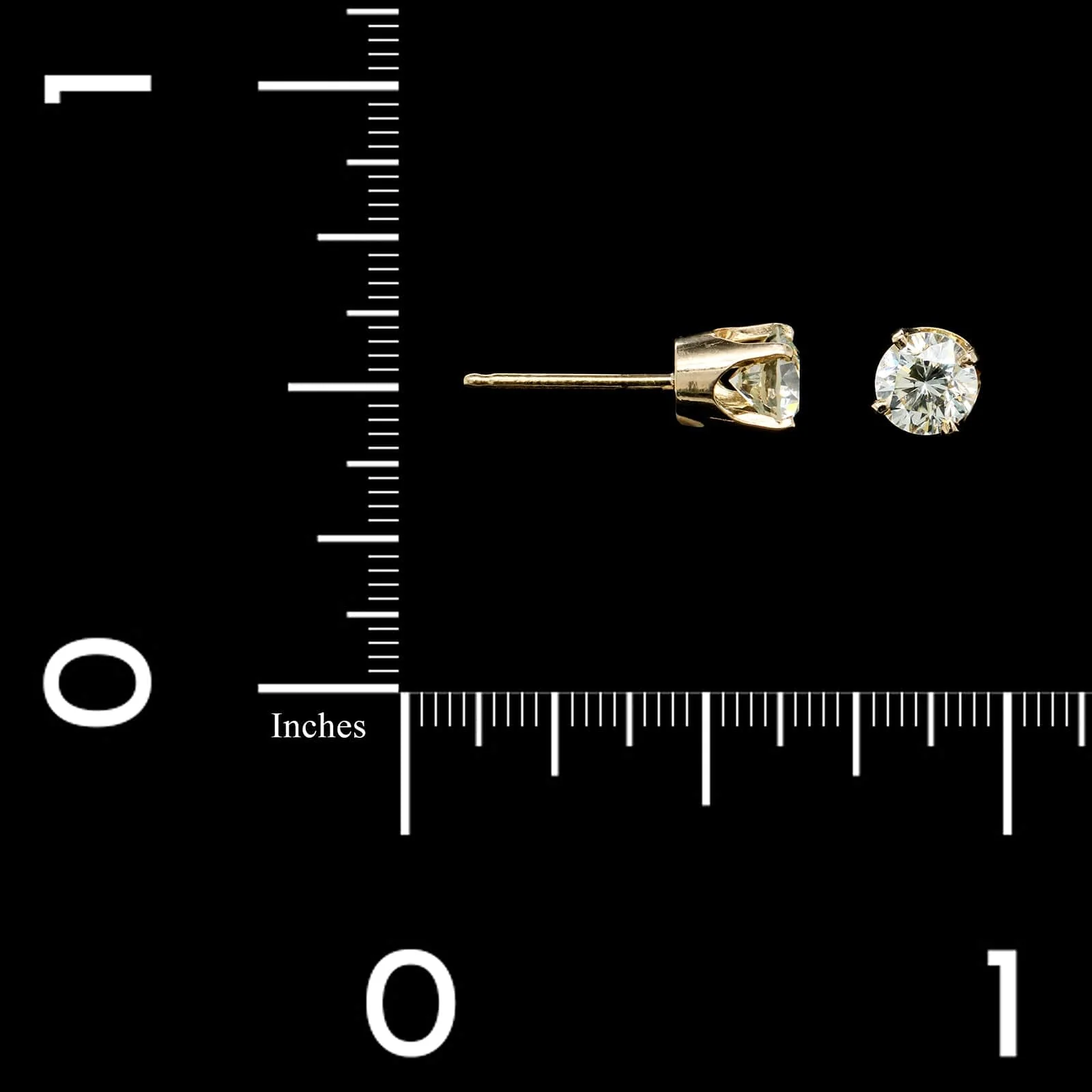 14K Yellow Gold Estate Diamond Stud Earrings - Image 2