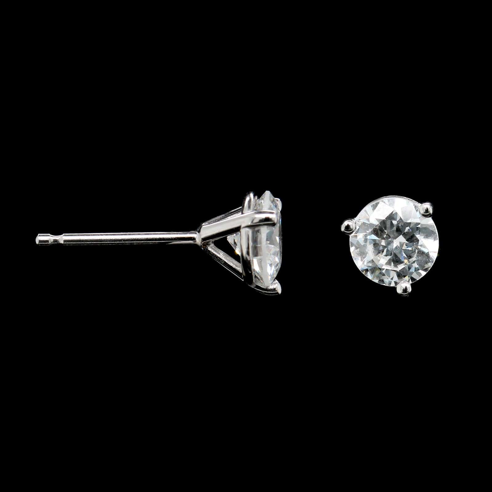 14K White Gold Estate Diamond Stud Earrings