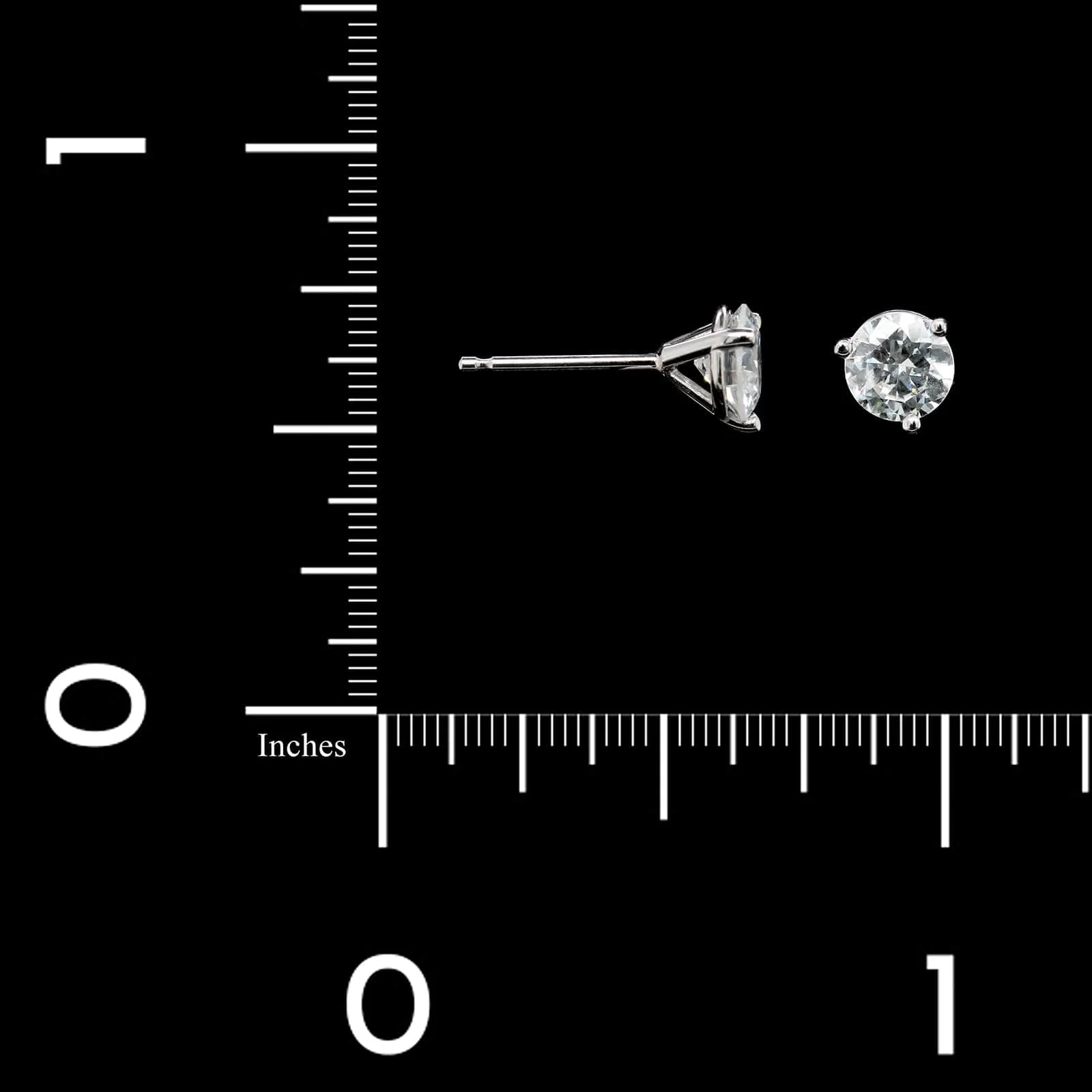 14K White Gold Estate Diamond Stud Earrings - Image 2