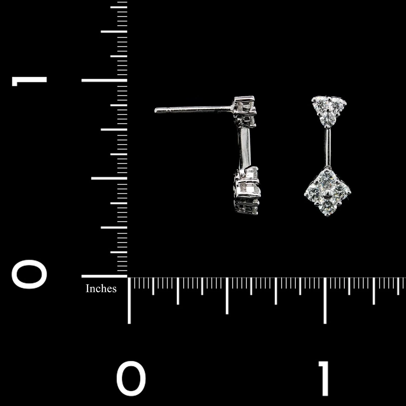 18K White Gold Estate Diamond Drop Earrings - Image 2