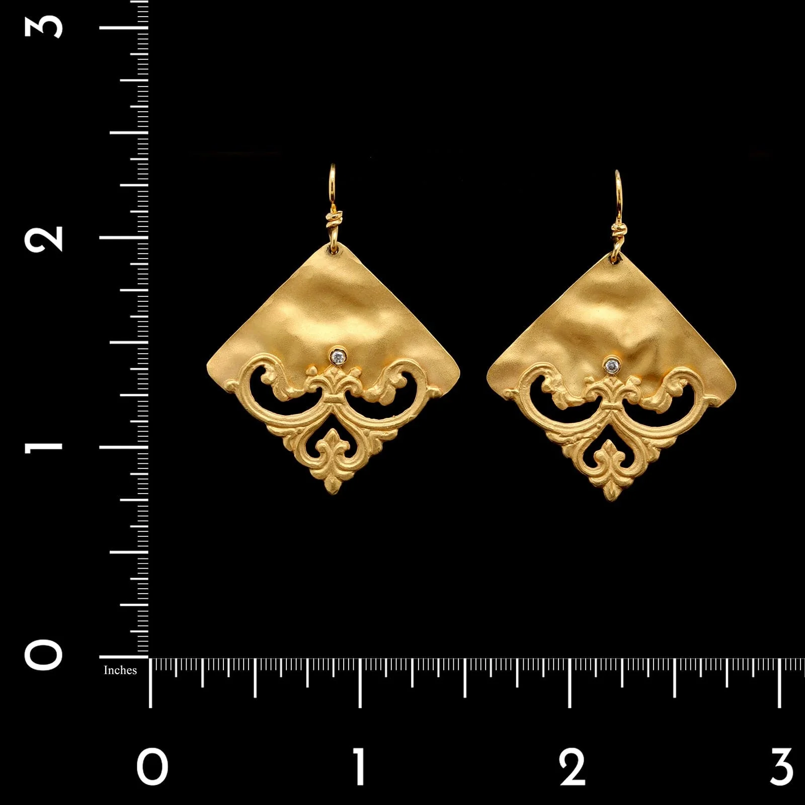 14K Yellow Gold Estate Diamond Earrings - Image 2