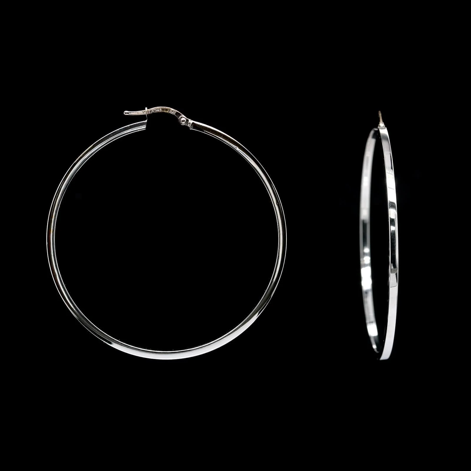 14K White Gold Estate Hoop Earrings