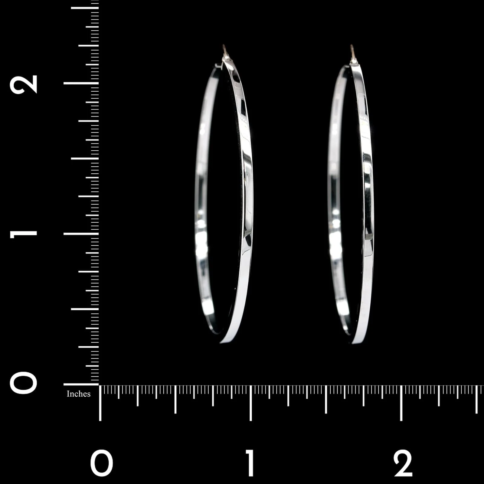 14K White Gold Estate Hoop Earrings - Image 2