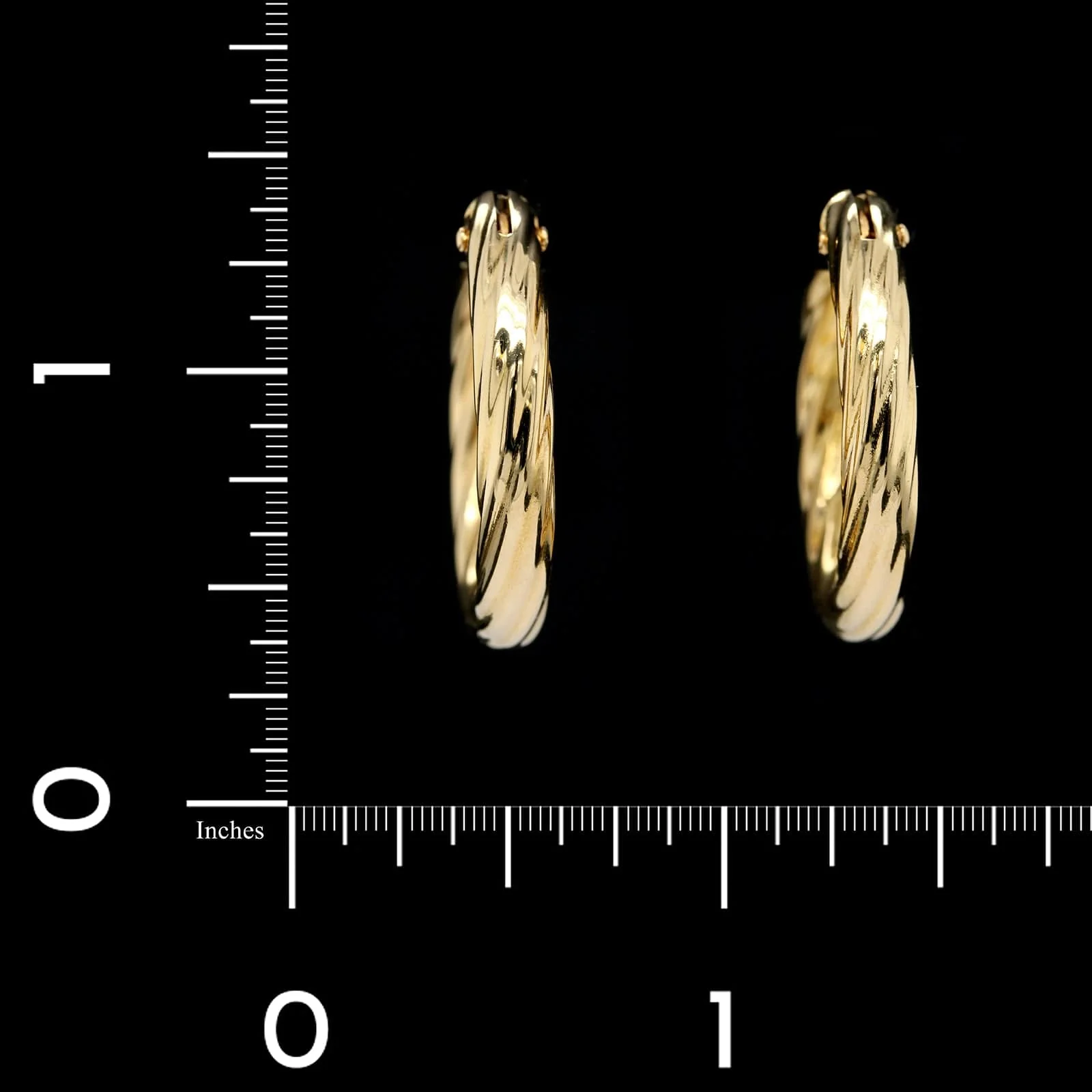 18K Yellow Gold Estate Twist Hoop Earrings - Image 2