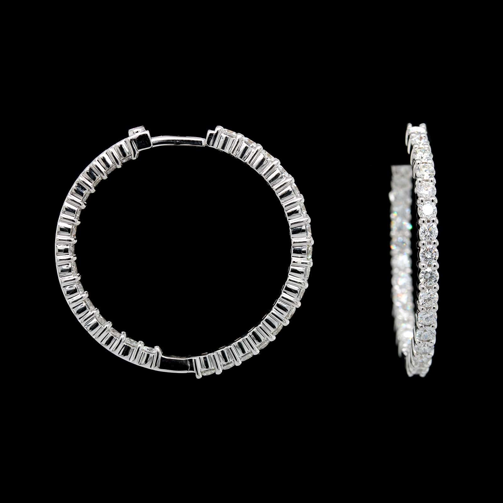 Roberto Coin 18K White Gold Estate Diamond Inside Out Hoops
