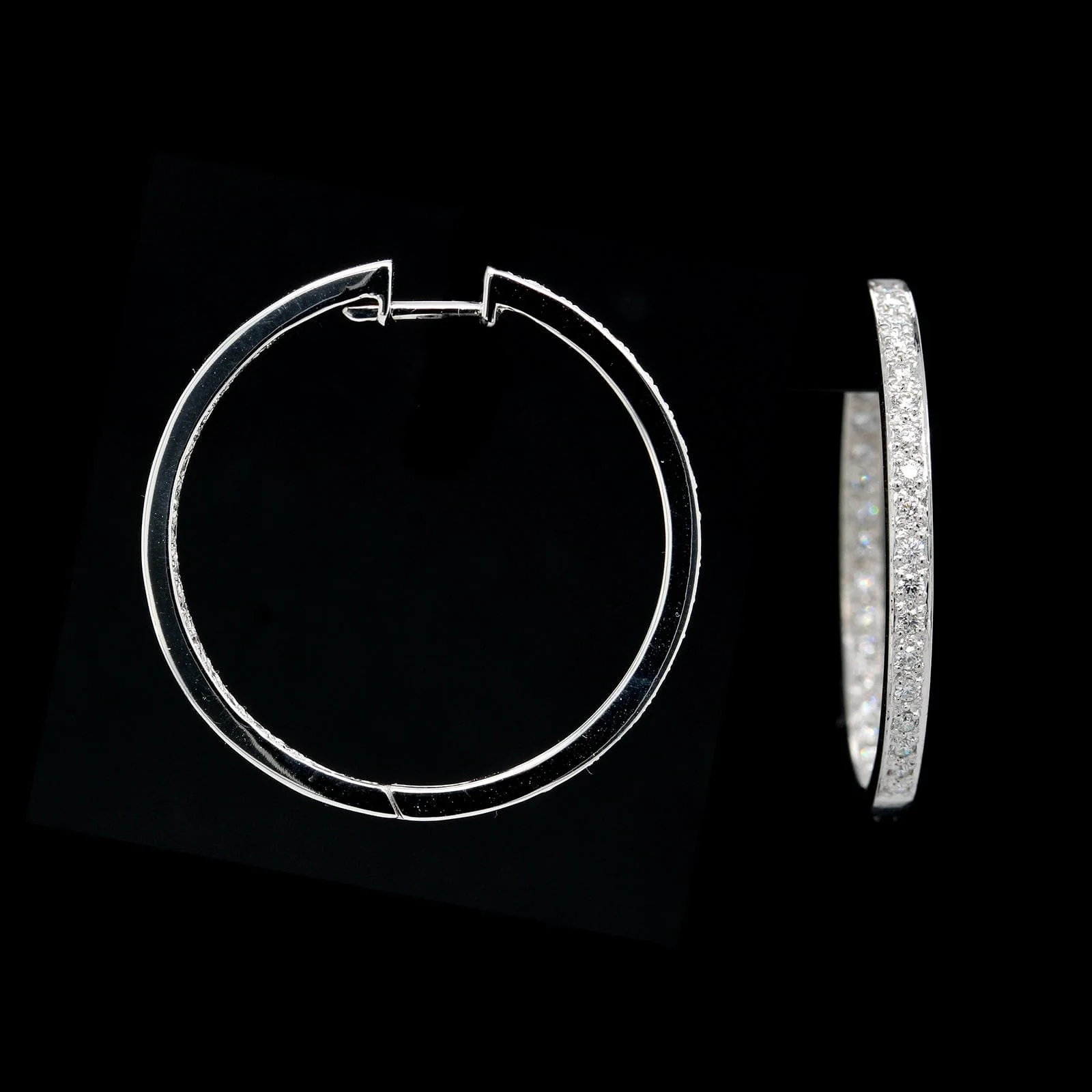18K White Gold Estate Inside Out Diamond Hoop Earrings