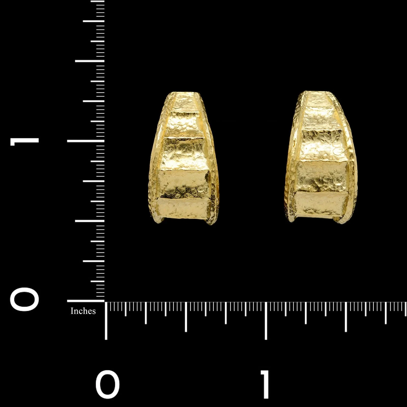 18K Yellow Gold Estate Textured Hoop Earrings - Image 2