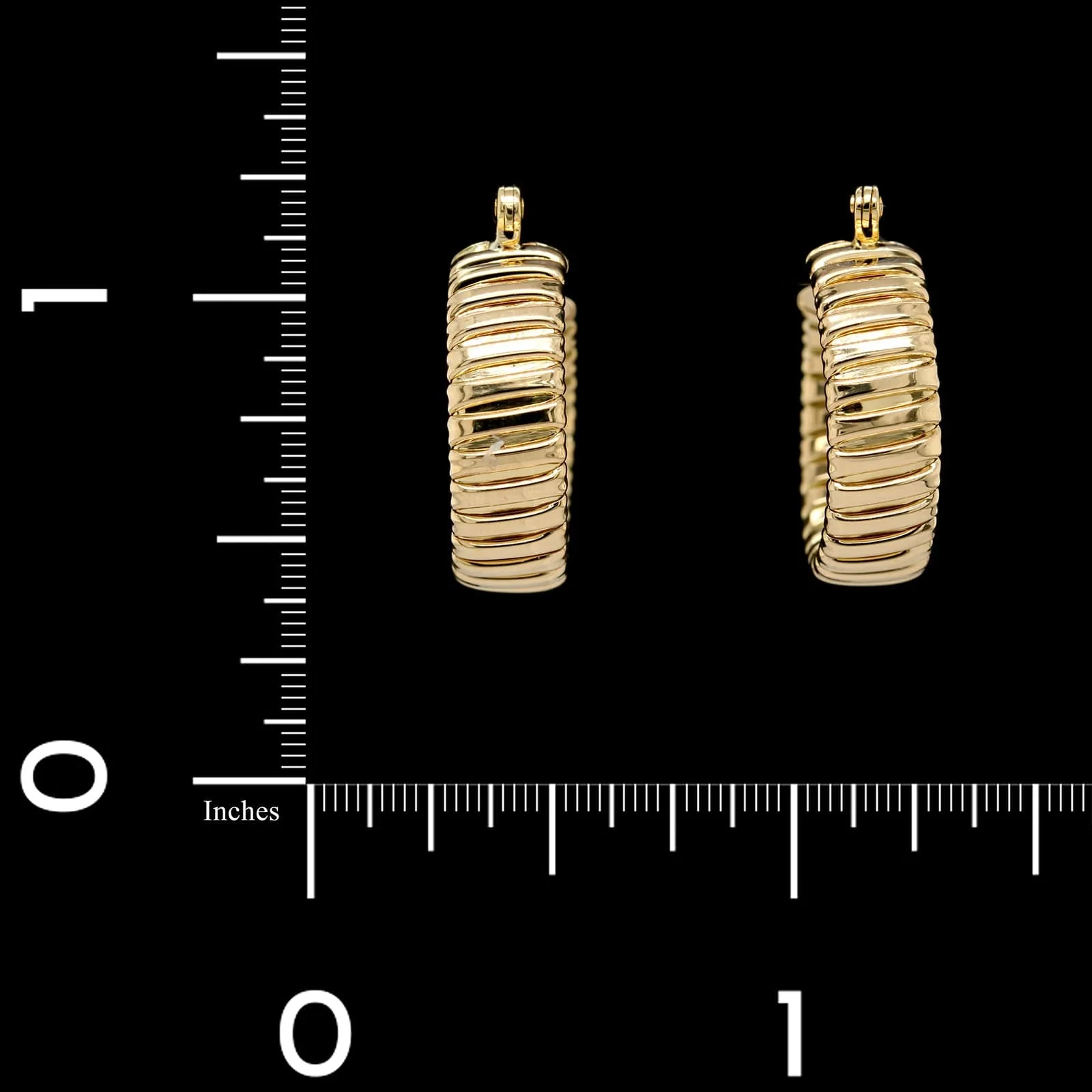 18K Yellow Gold Estate Hoop Earrings - Image 2