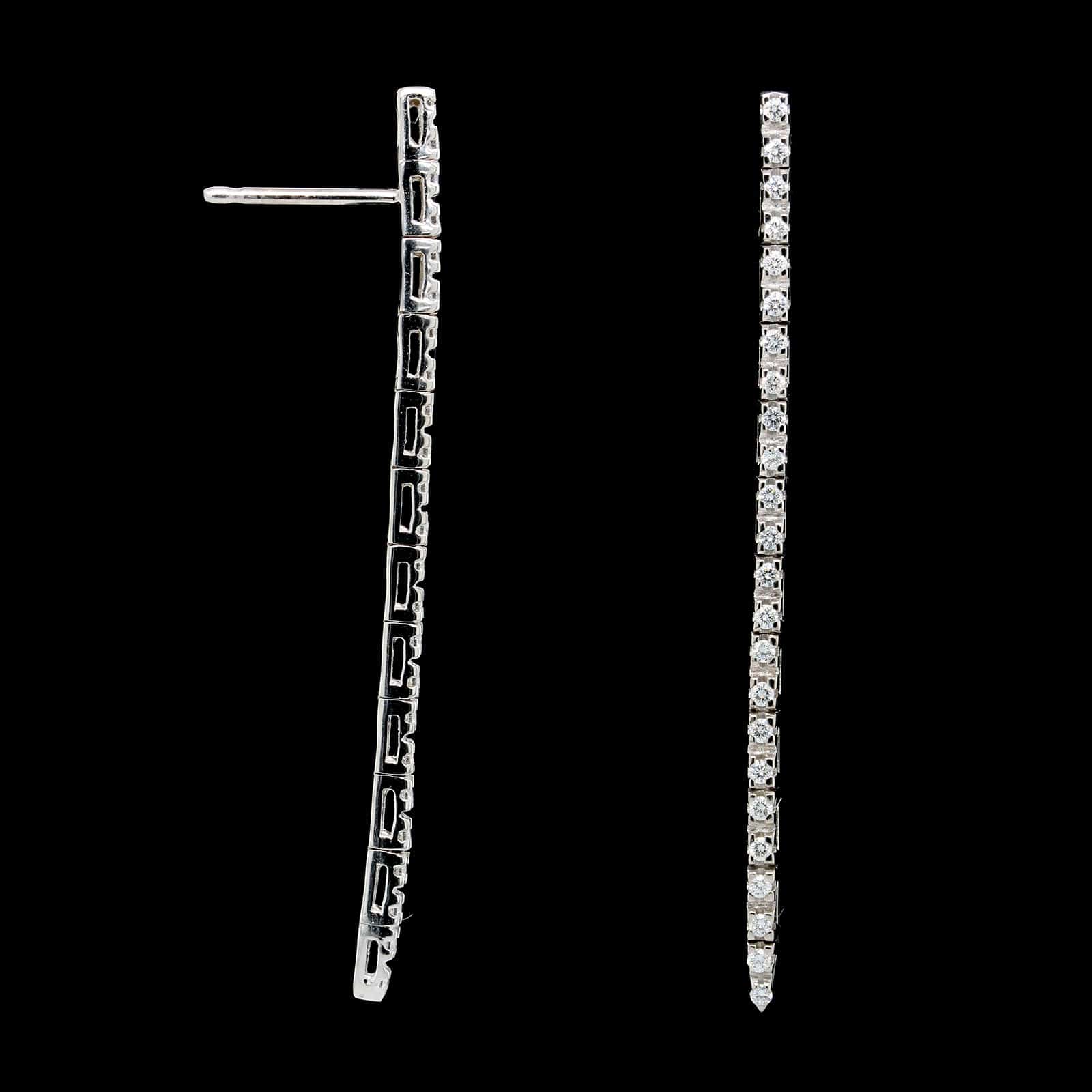 18K White Gold Estate Diamond Drop Earrings