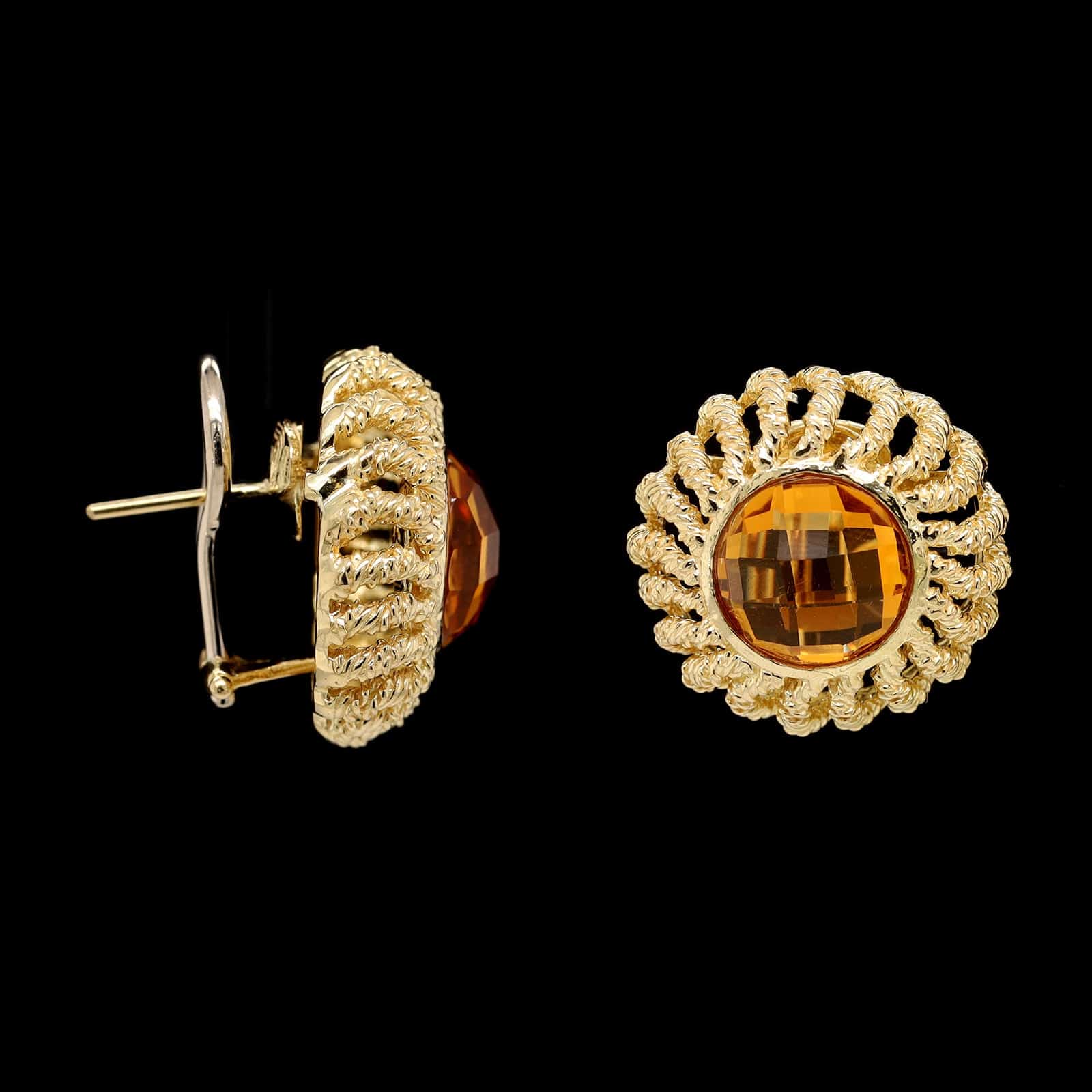 18K Yellow Gold Estate Citrine Earrings
