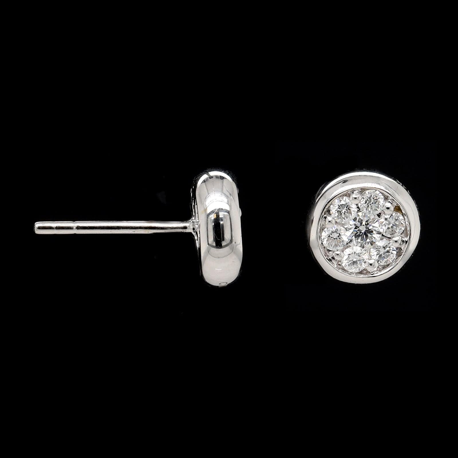 14K White Gold Estate Diamond Cluster Earrings