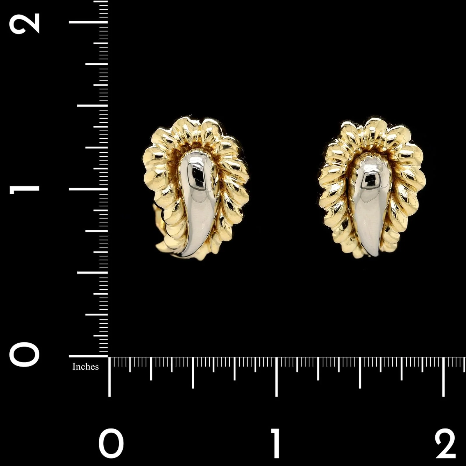 18K Two-tone Gold Estate Earrings - Image 2