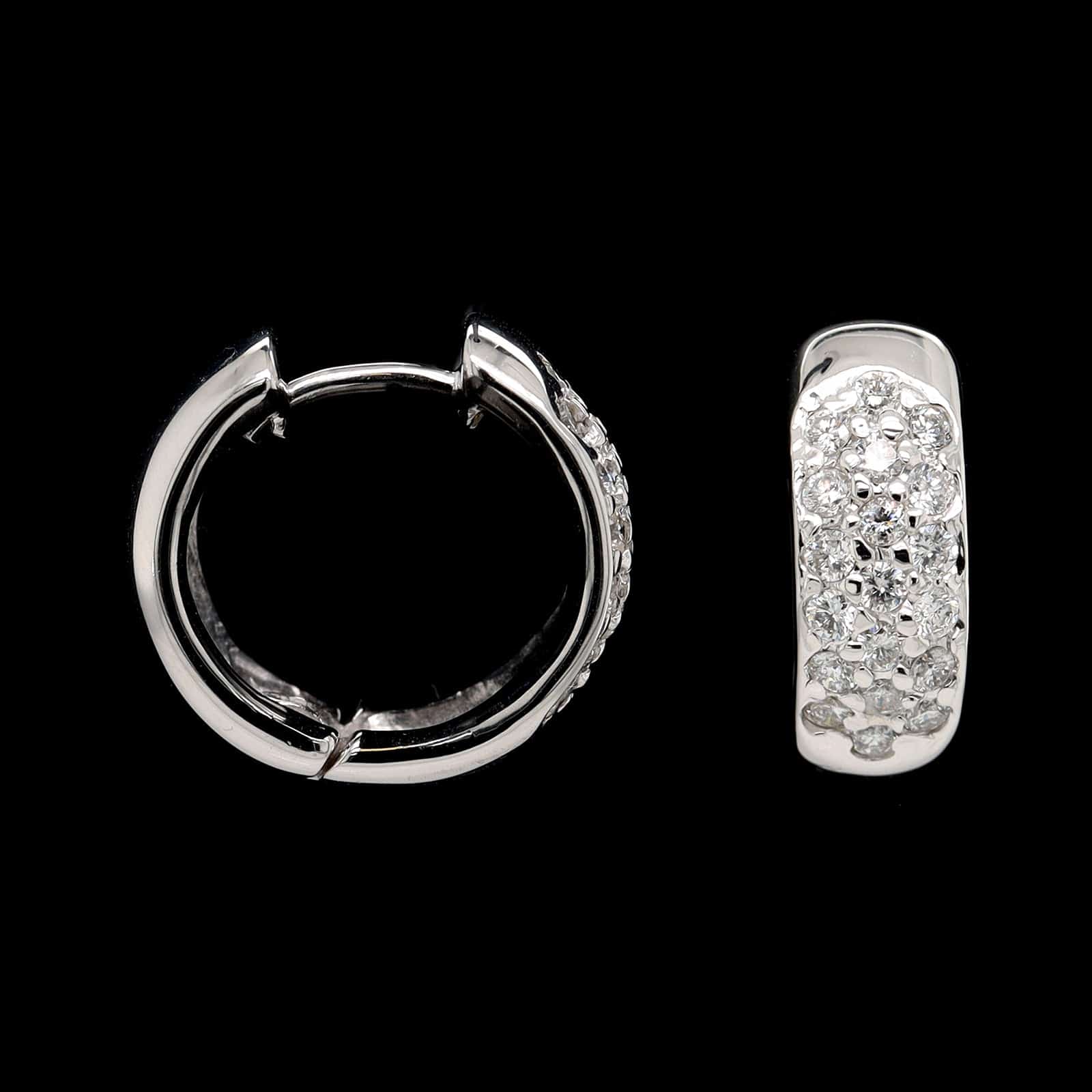 14K White Gold Estate Diamond Hoops
