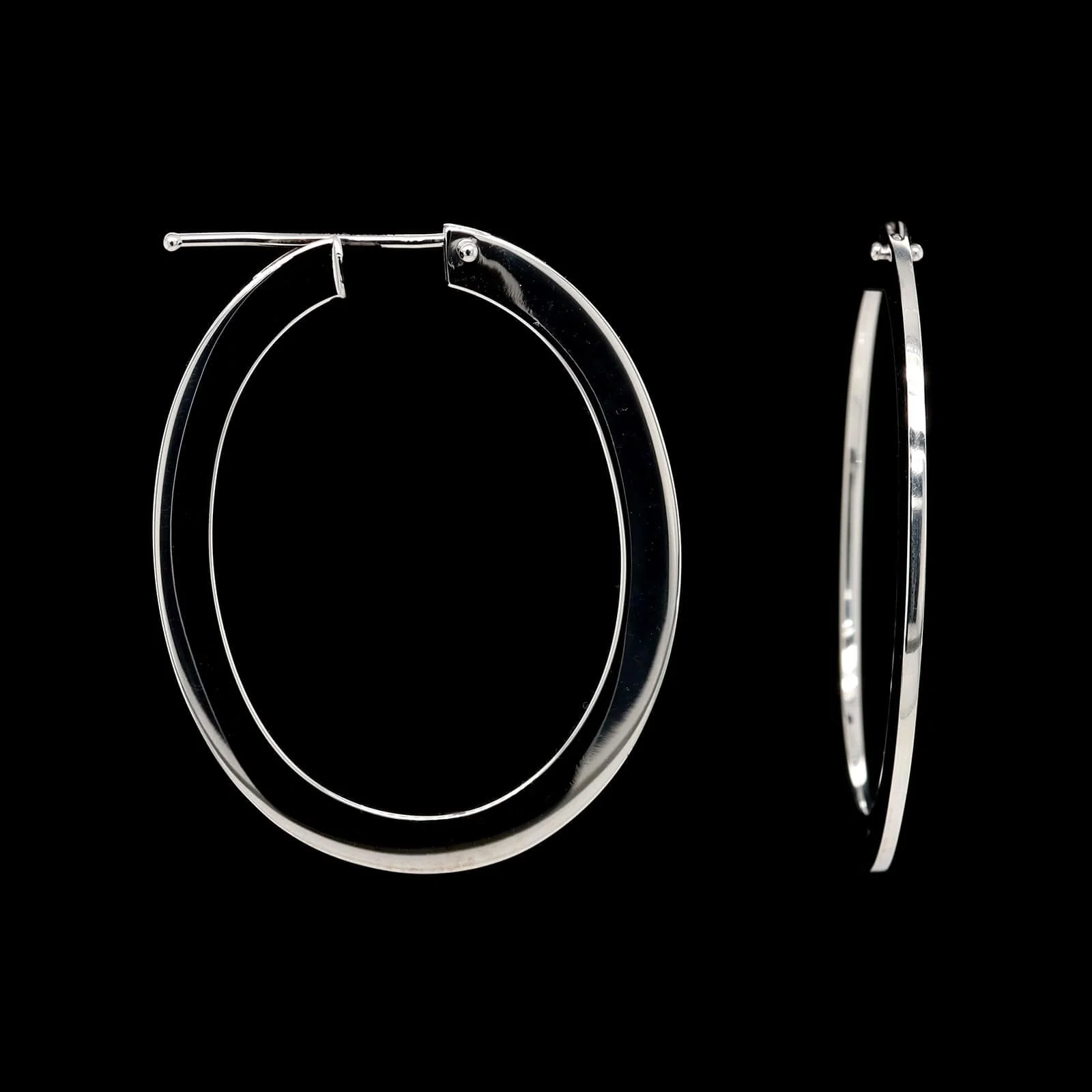 Roberto Coin 18K White Gold Estate Oval Flat Hoop Earrings