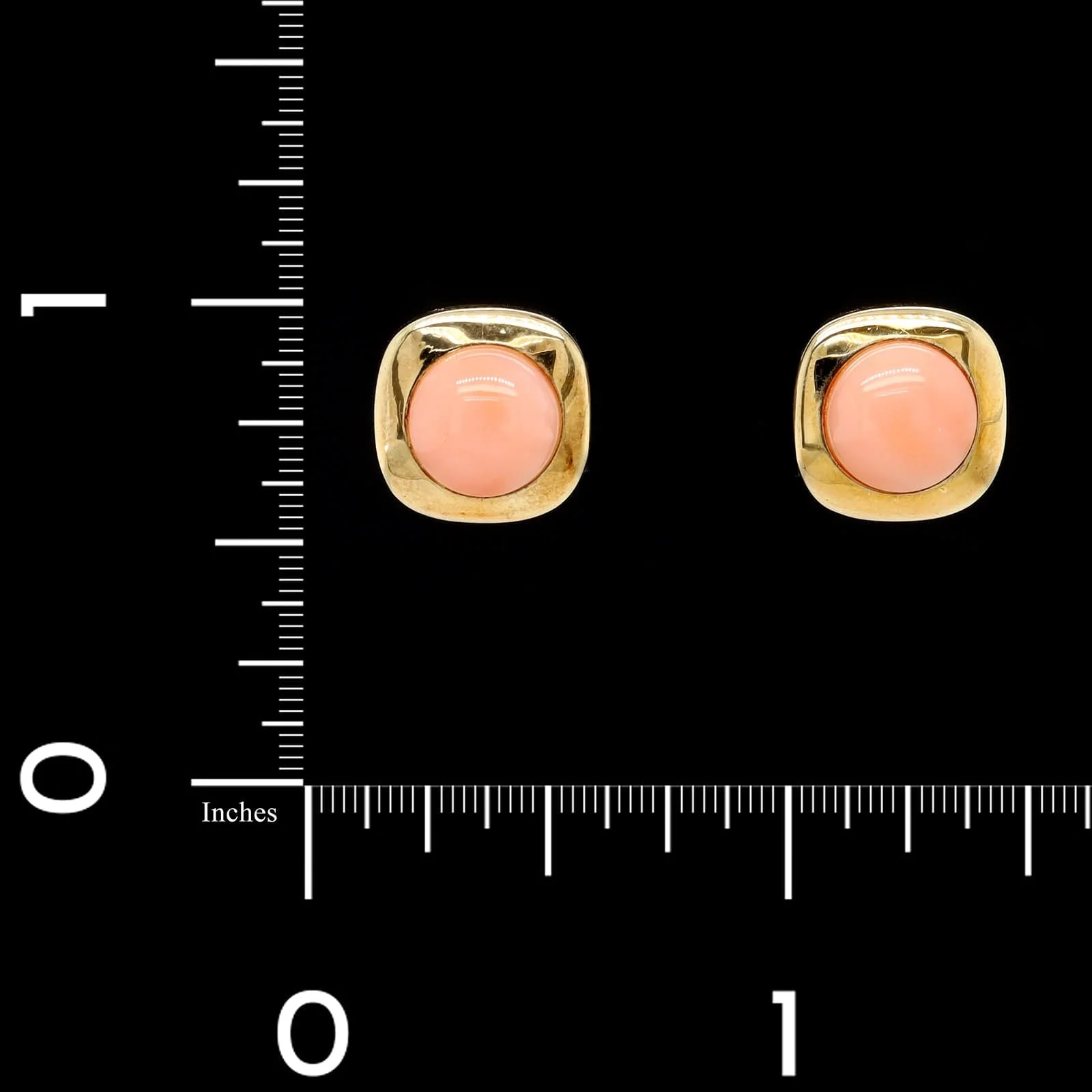 14K Yellow Gold Estate Pink Coral Earrings - Image 2