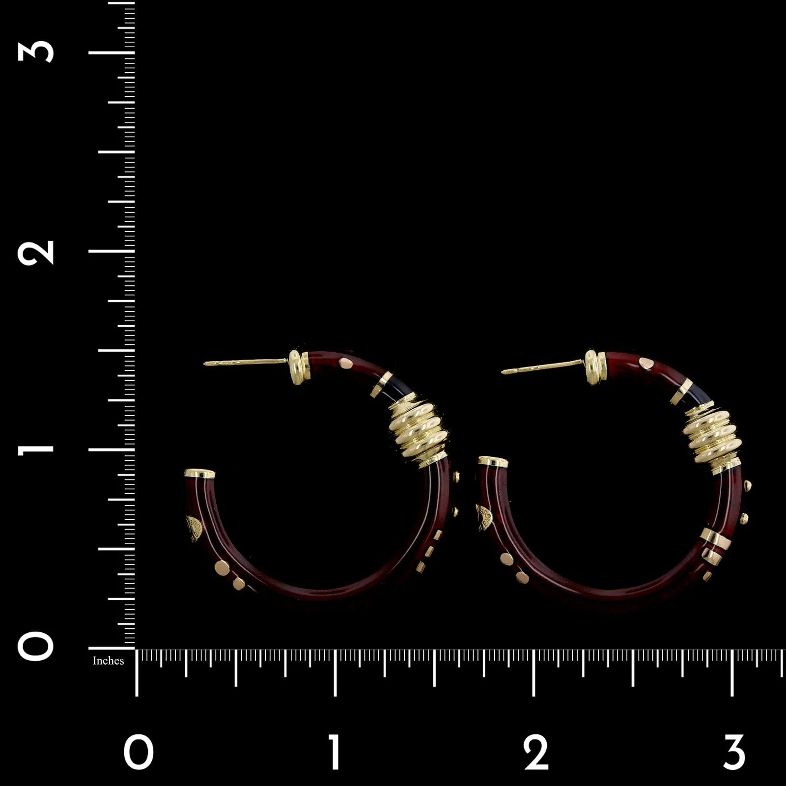 La Nouvelle Bague 18K Yellow Gold Estate Enamel Hoops - Image 2