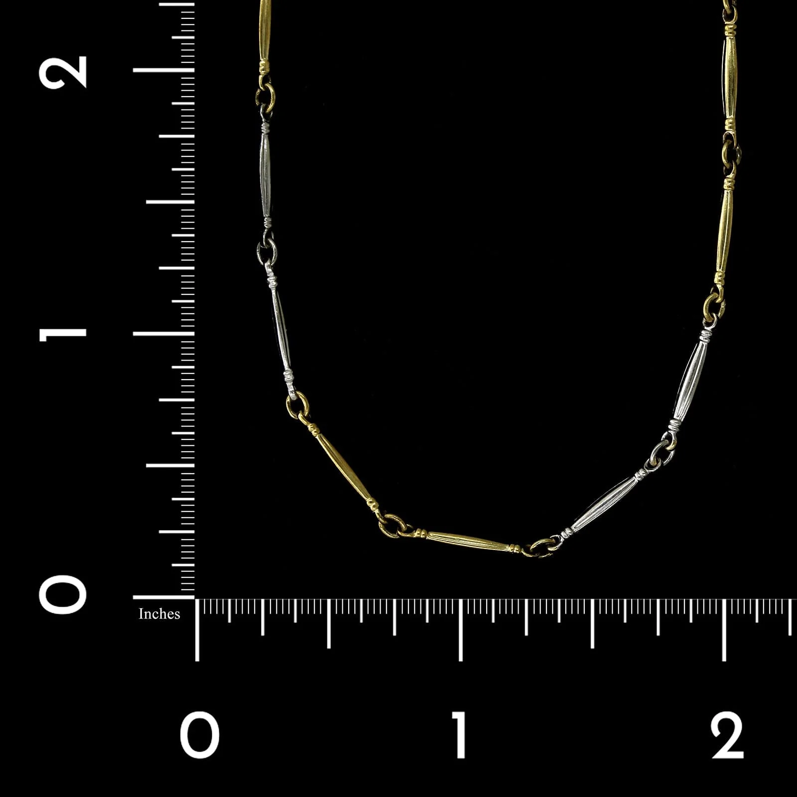 Antique 14K Yellow Gold and Platinum Estate Pocket Watch Chain - Image 3