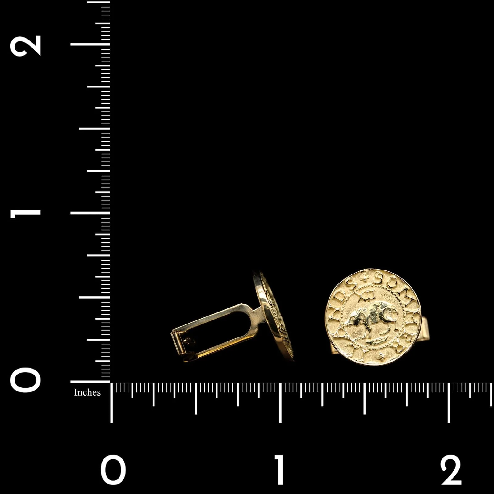 18K Yellow Gold estate Iland Sommer Hogge Shilling Replica Cufflinks - Image 3