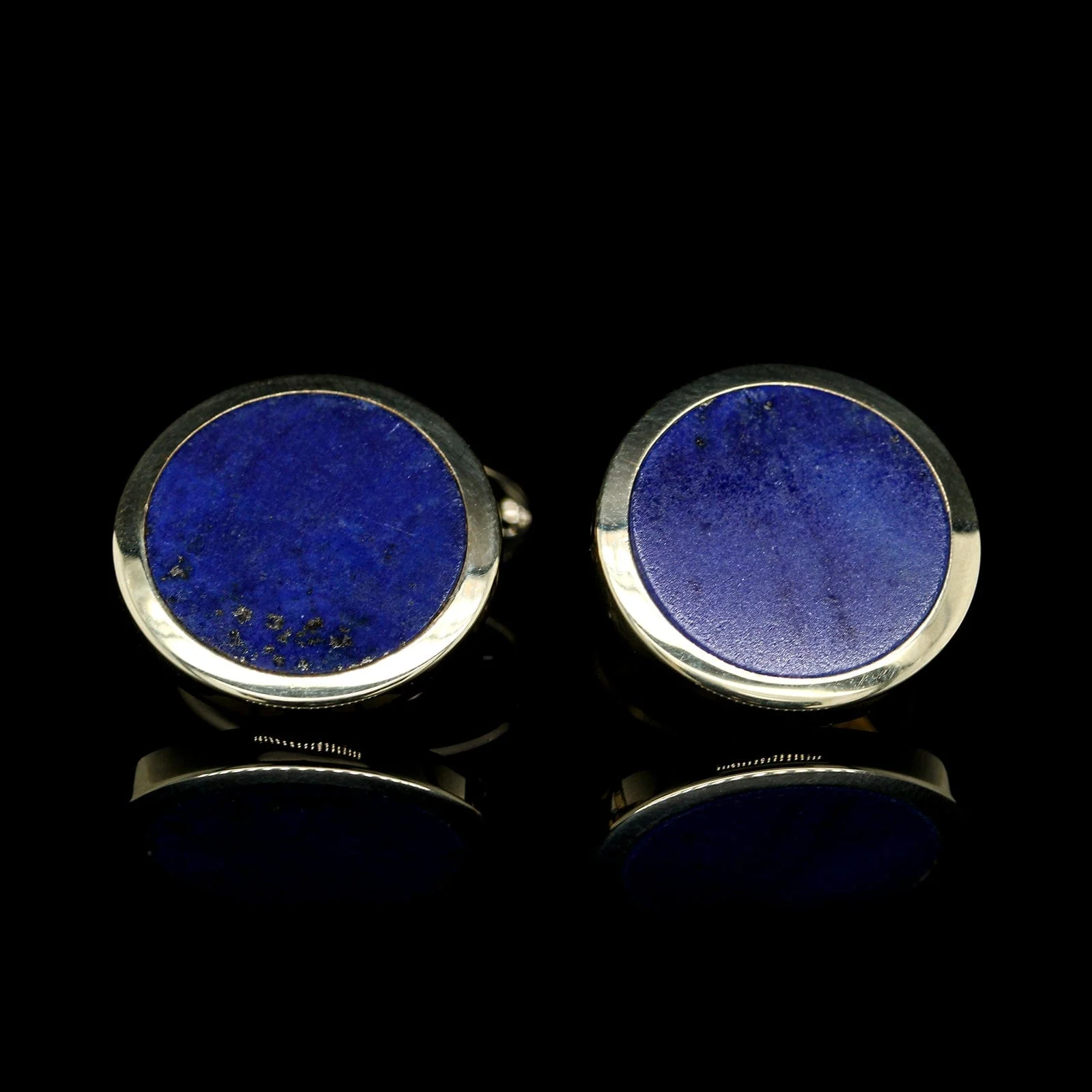 14K Yellow Gold Estate Lapis Cufflinks