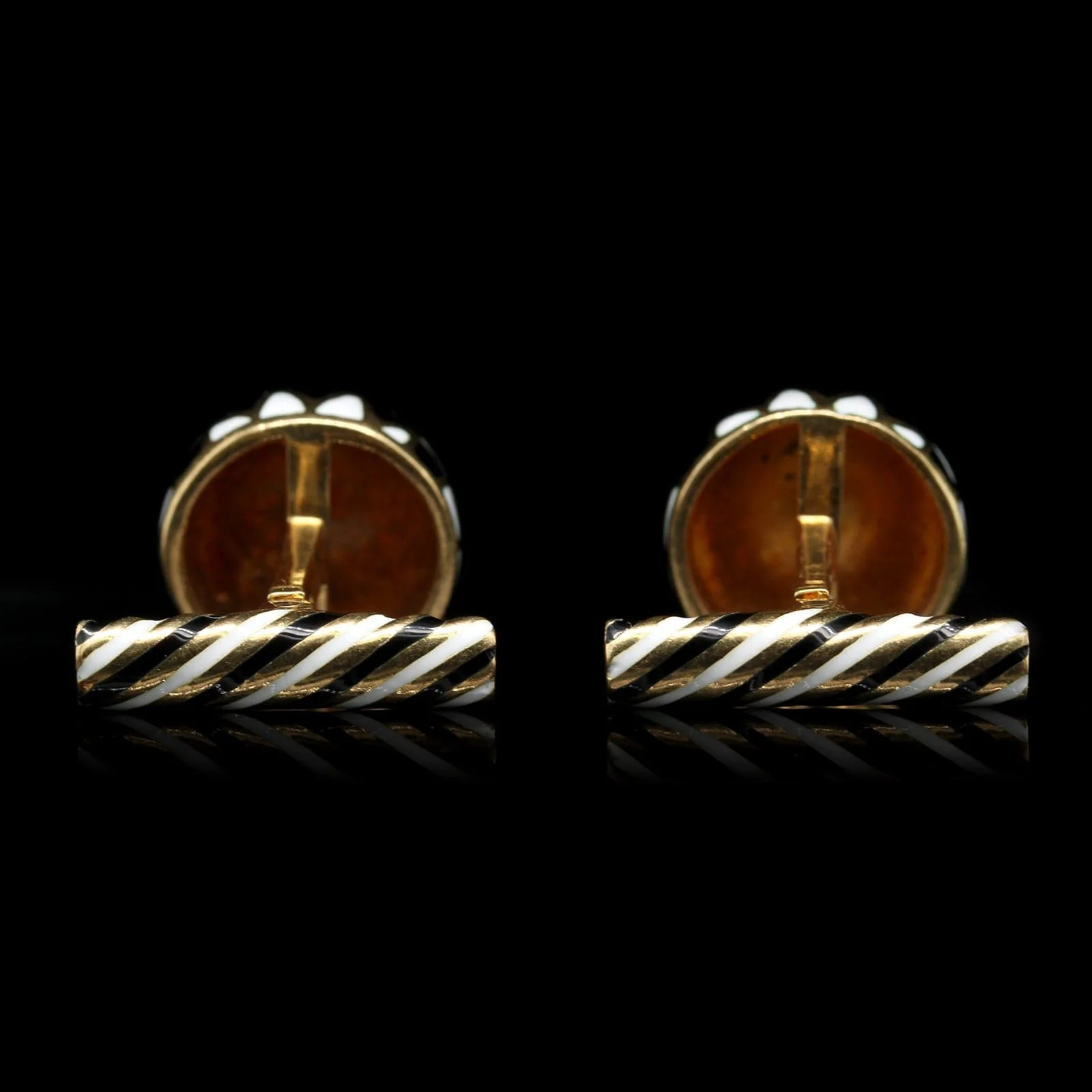 David Webb 18K Yellow Gold Estate Harlequin Enamel Cufflinks - Image 2