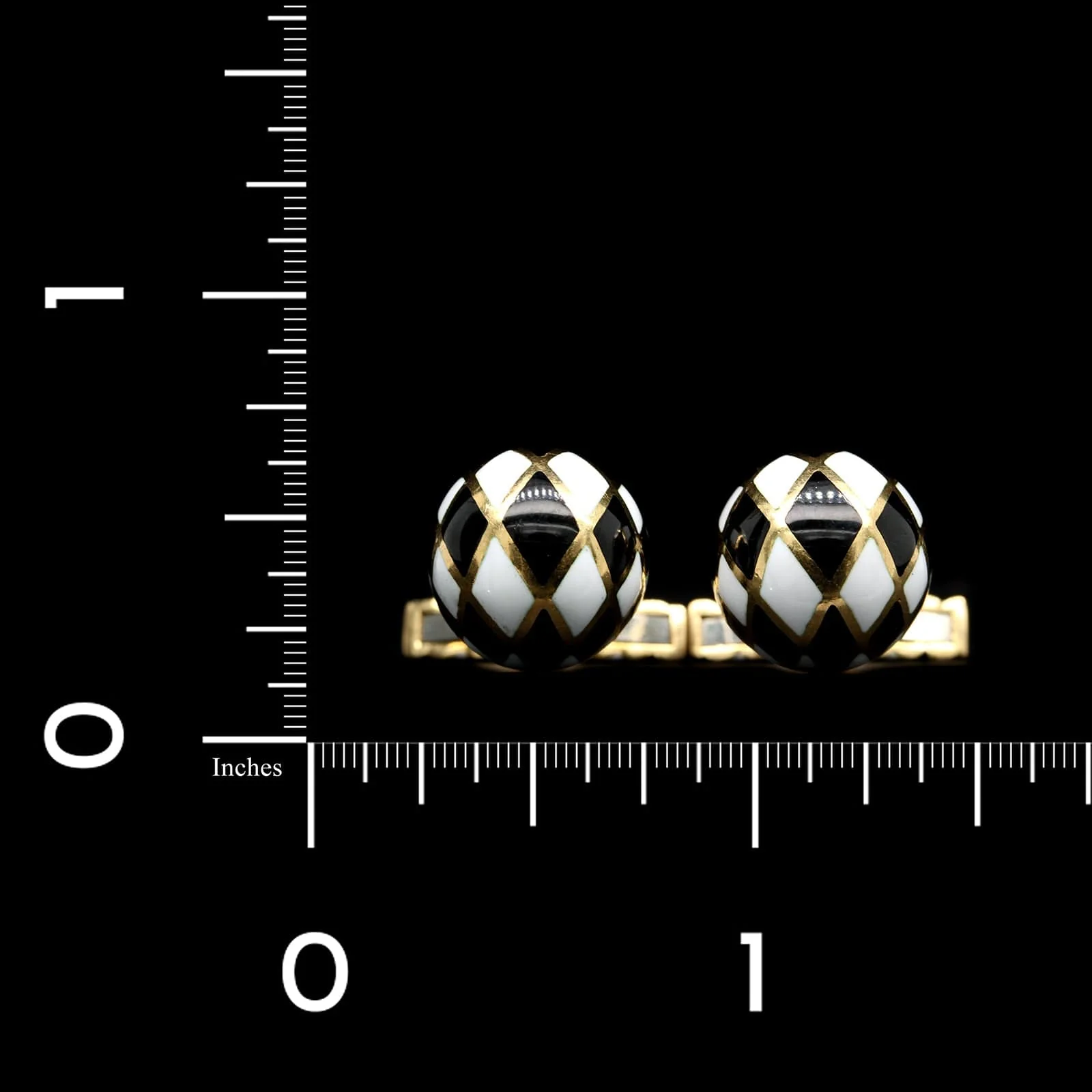 David Webb 18K Yellow Gold Estate Harlequin Enamel Cufflinks - Image 3