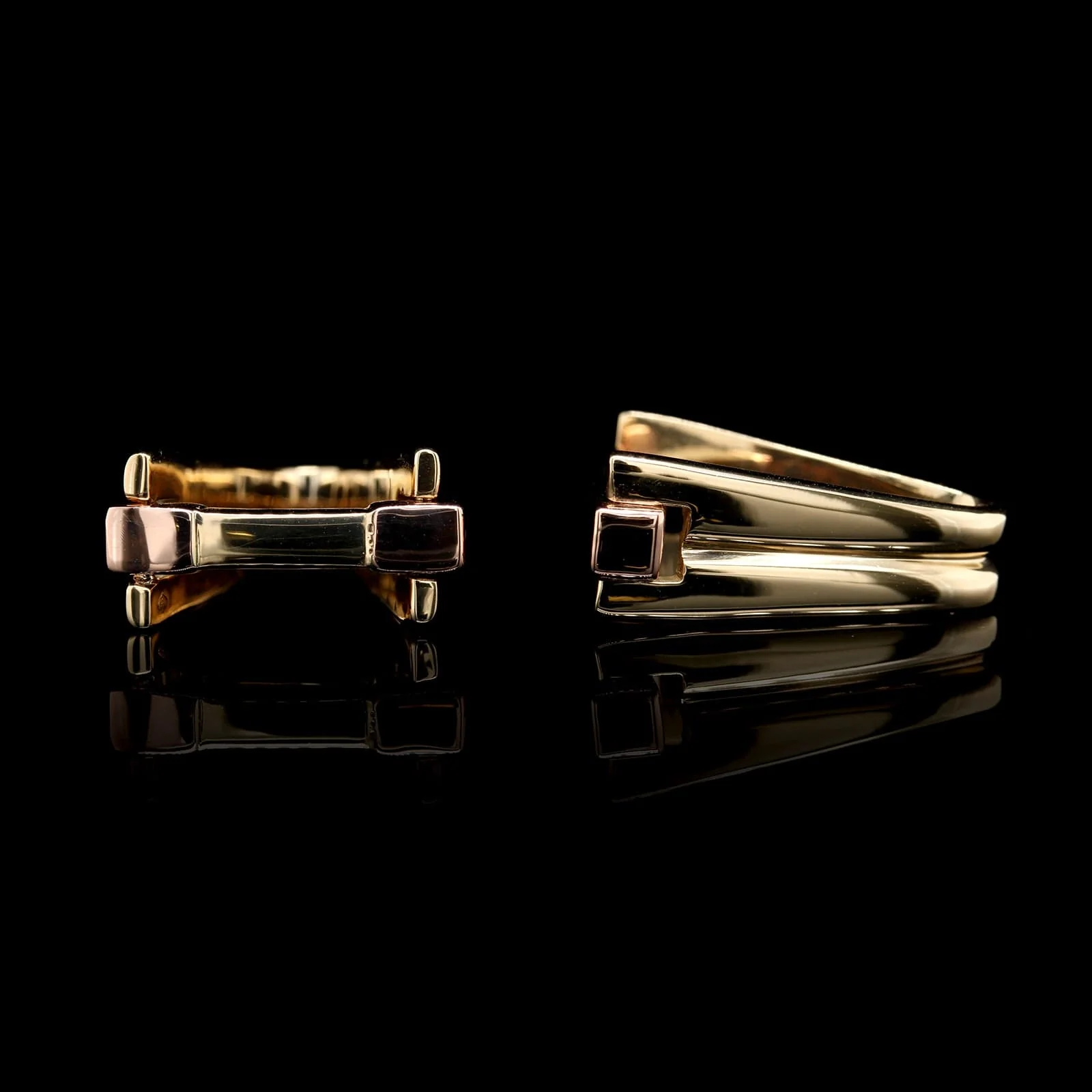 Retro 14K Yellow and Rose Gold Estate Striup Cufflinks