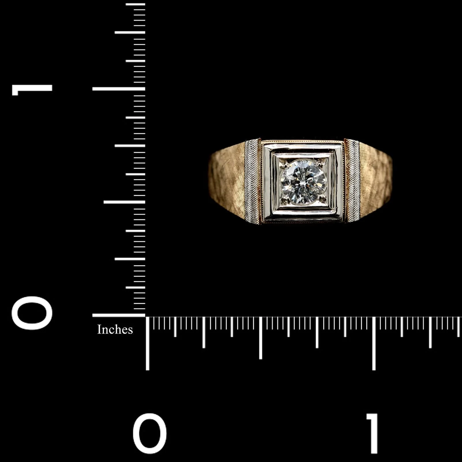 14K Yellow Gold Estate Diamond Gents Ring - Image 3