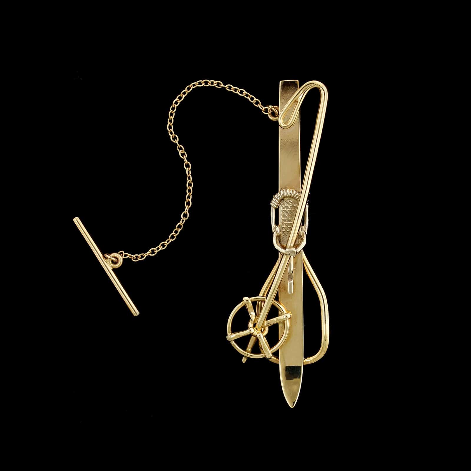 A.G.A. Correa & Sons 14K Yellow Gold Cross Country Ski Tie Bar