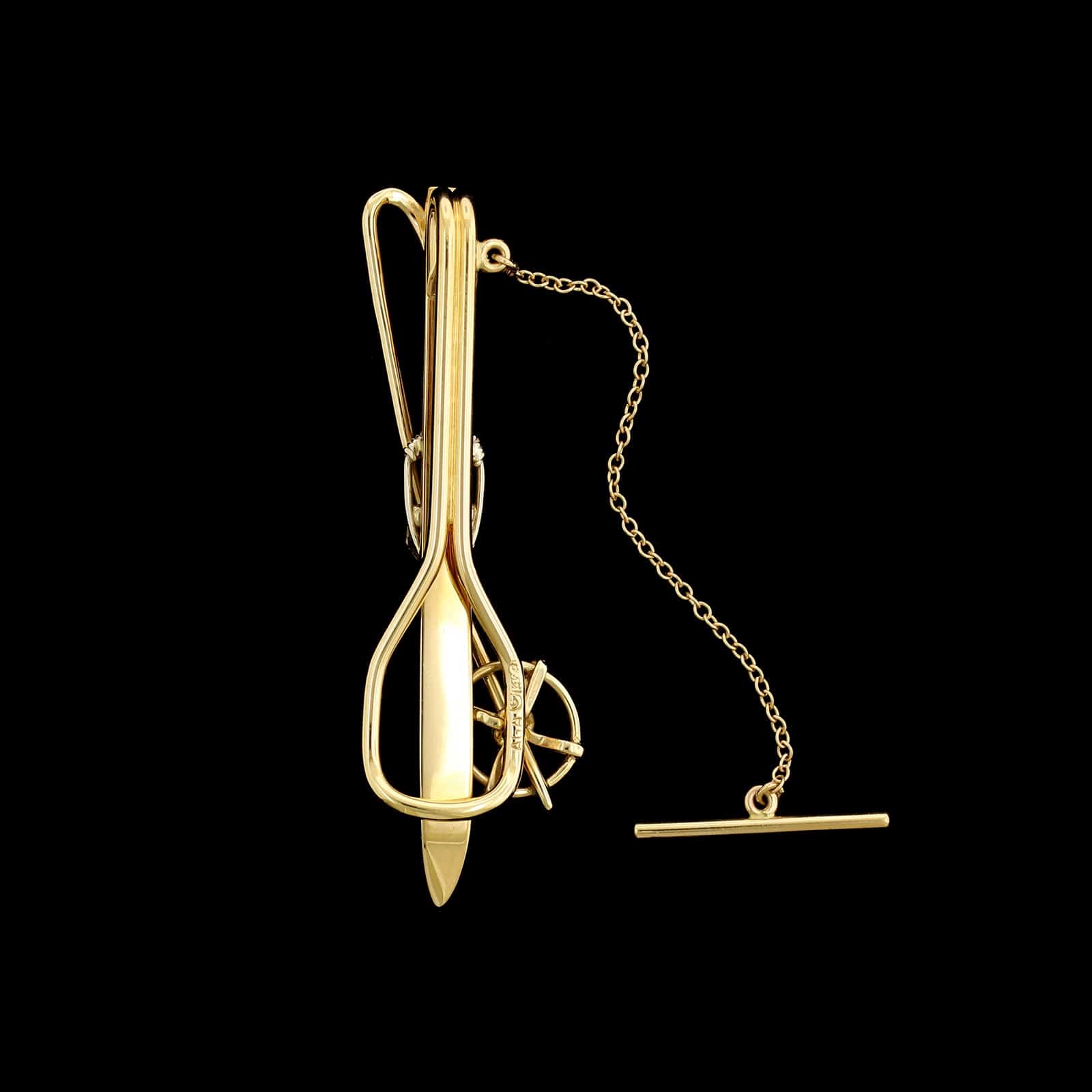 A.G.A. Correa & Sons 14K Yellow Gold Cross Country Ski Tie Bar - Image 2