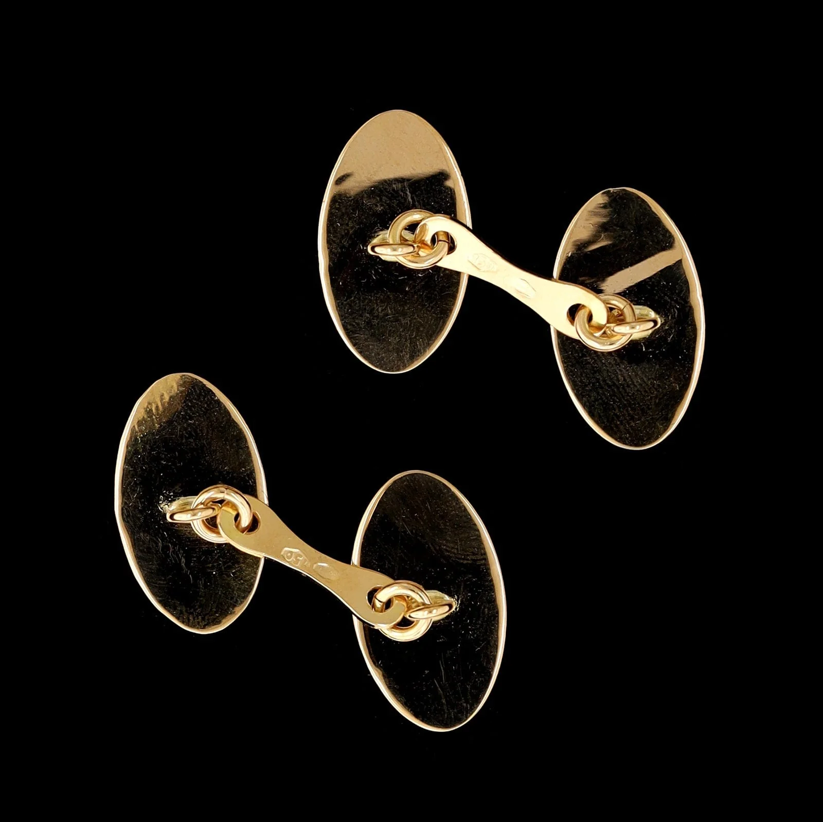 18K Two-tone Gold Estate Double Oval Cufflinks - Image 2