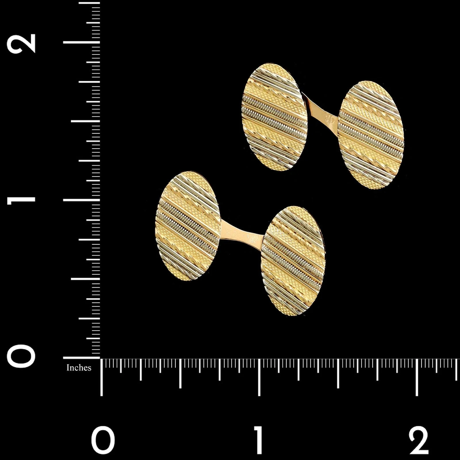 18K Two-tone Gold Estate Double Oval Cufflinks - Image 3