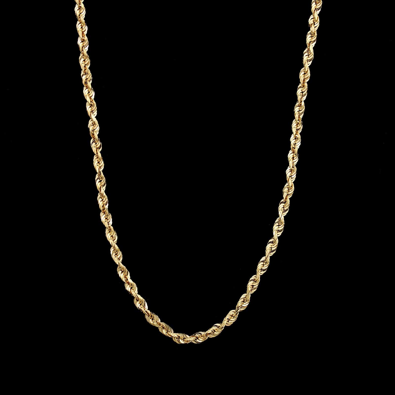14K Yellow Gold Estate Diamond Cut Rope Chain