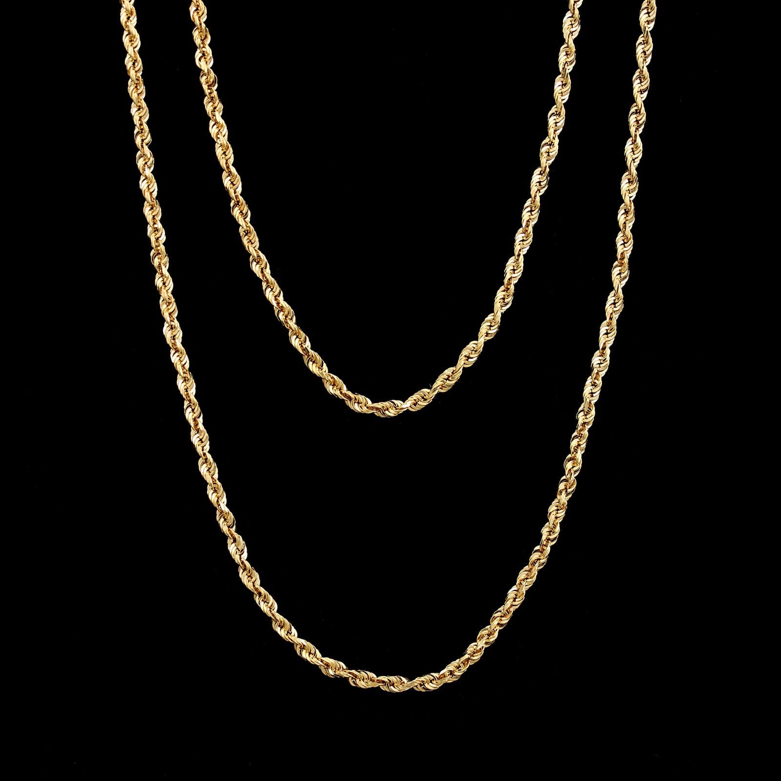 14K Yellow Gold Estate Diamond Cut Rope Chain - Image 2