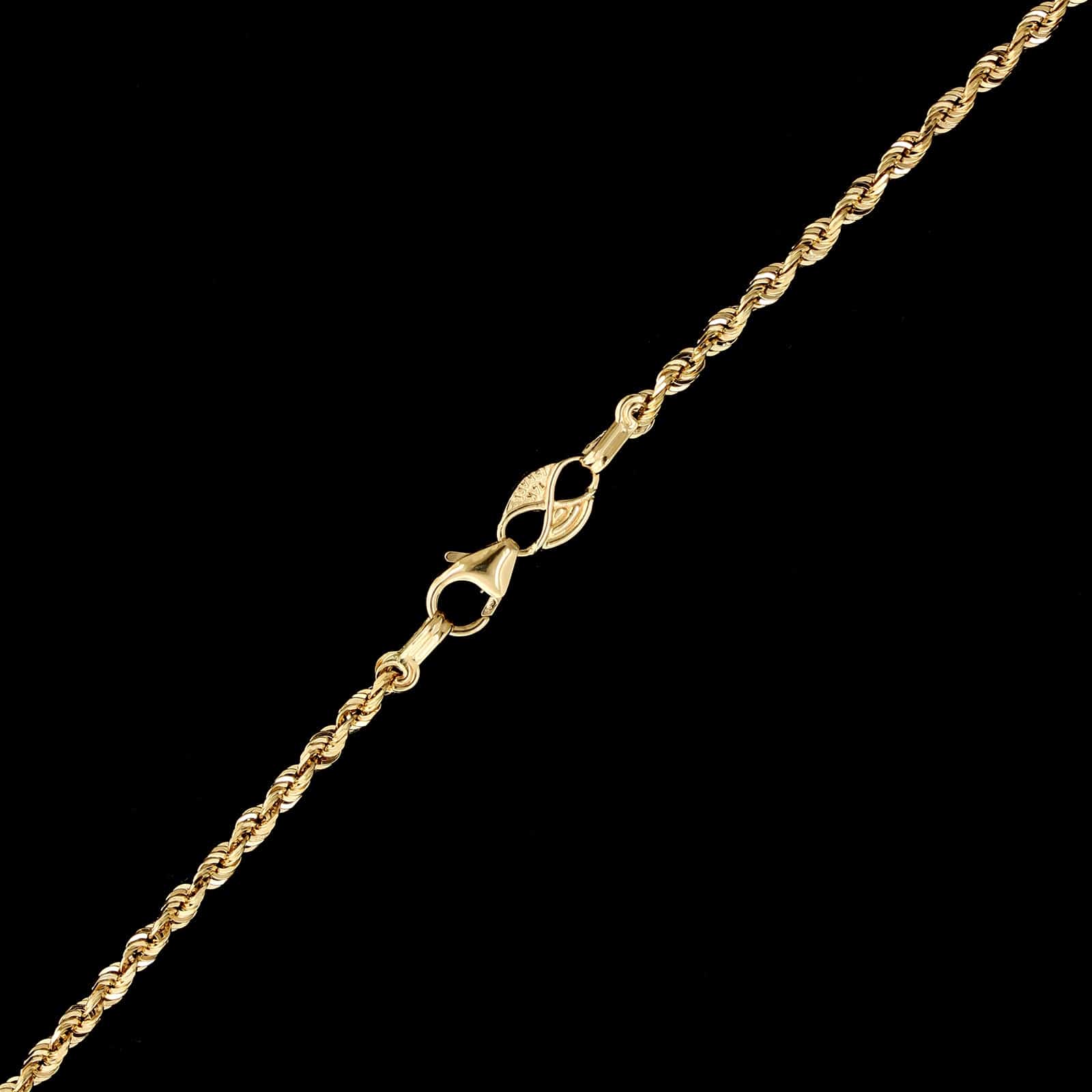 14K Yellow Gold Estate Diamond Cut Rope Chain - Image 3