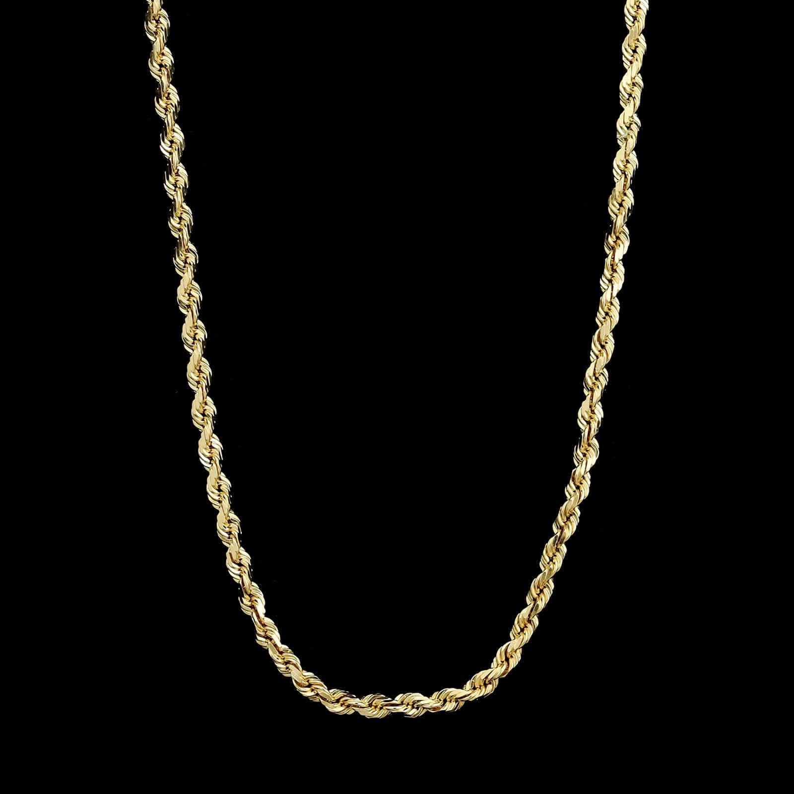 14K Yellow Gold Estate Diamond Cut Rope Chain