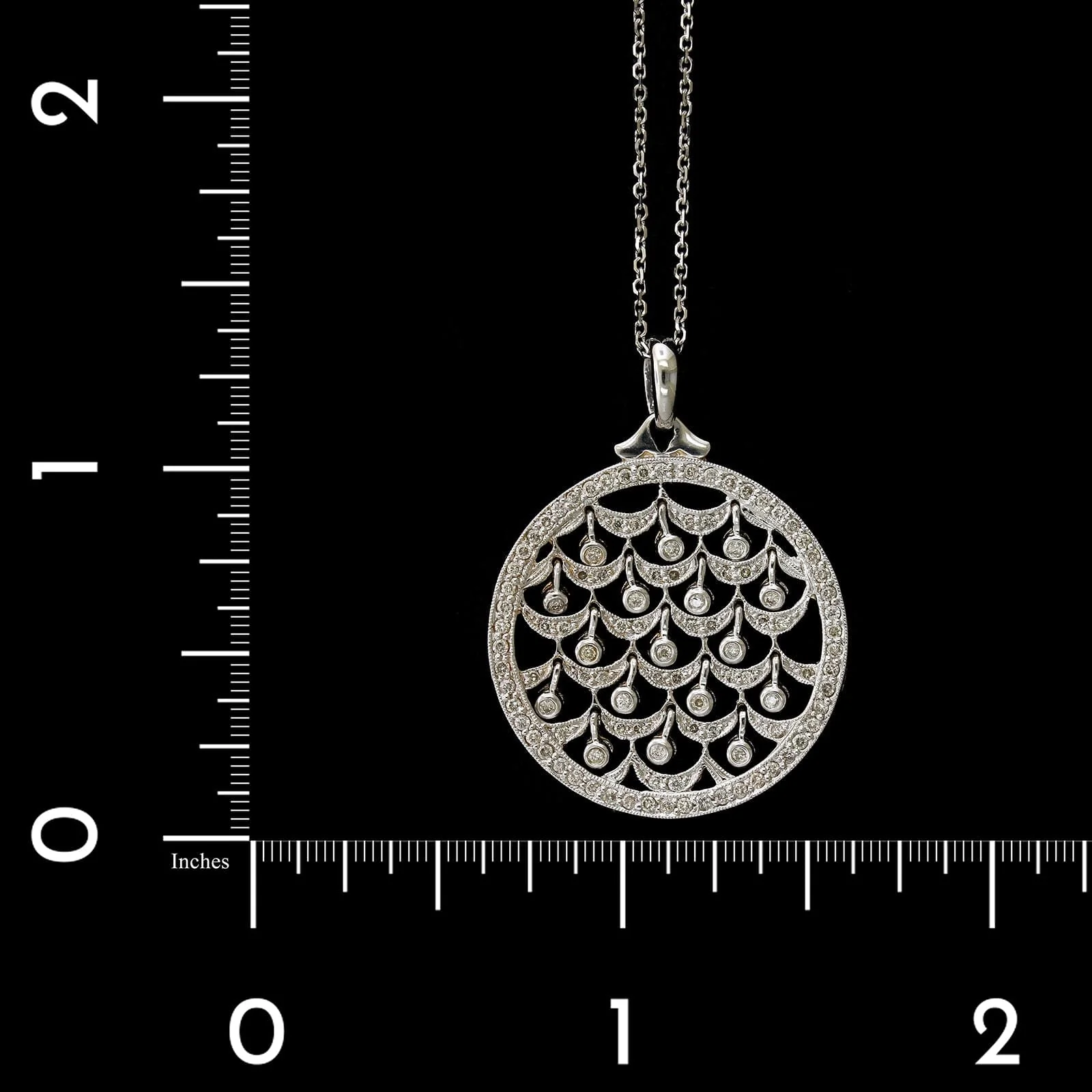 14K White Gold Estate Diamond Circle Pendant - Image 4