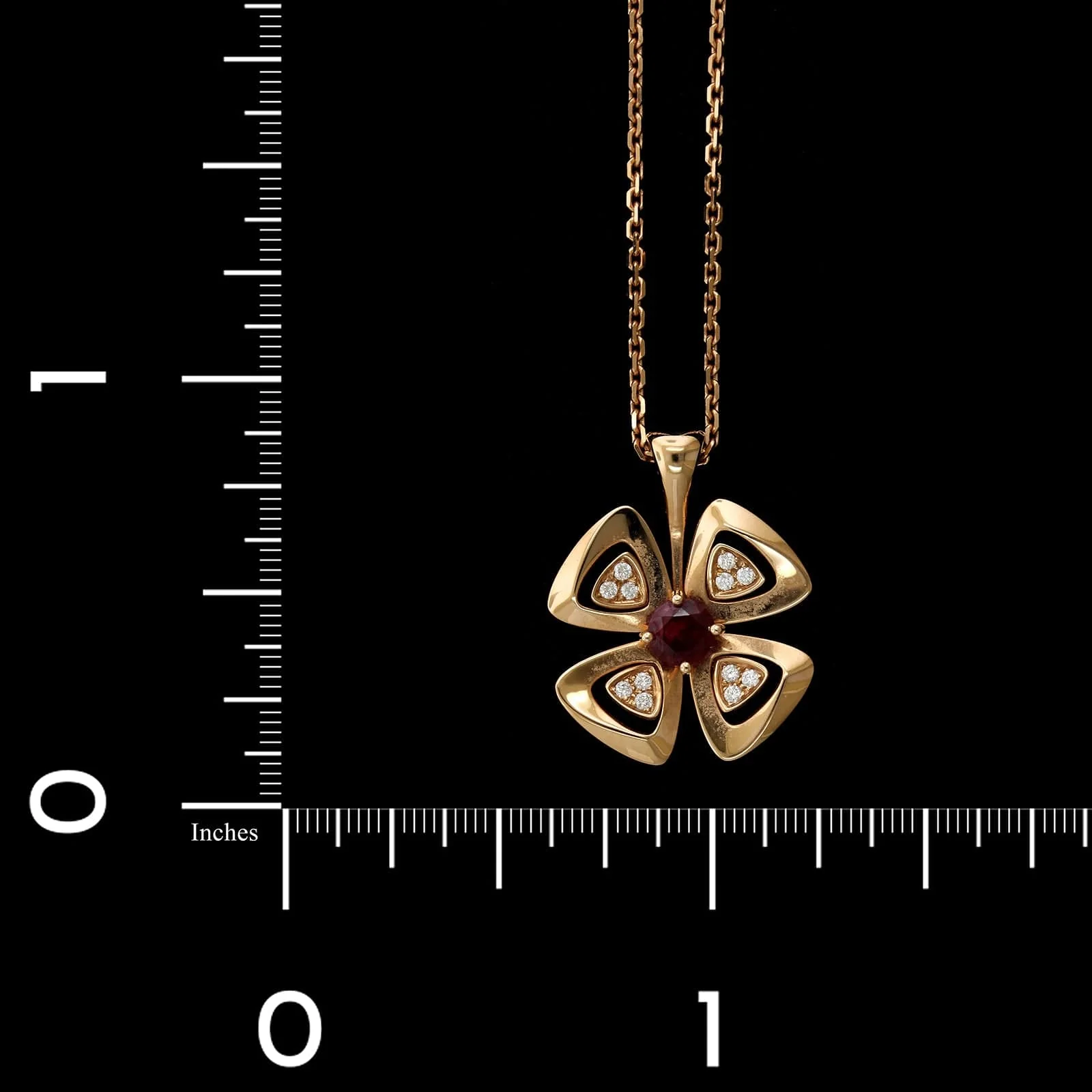 Bulgari 18K Rose Gold Estate Ruby and Diamond 'Fiorever' Necklace - Image 4
