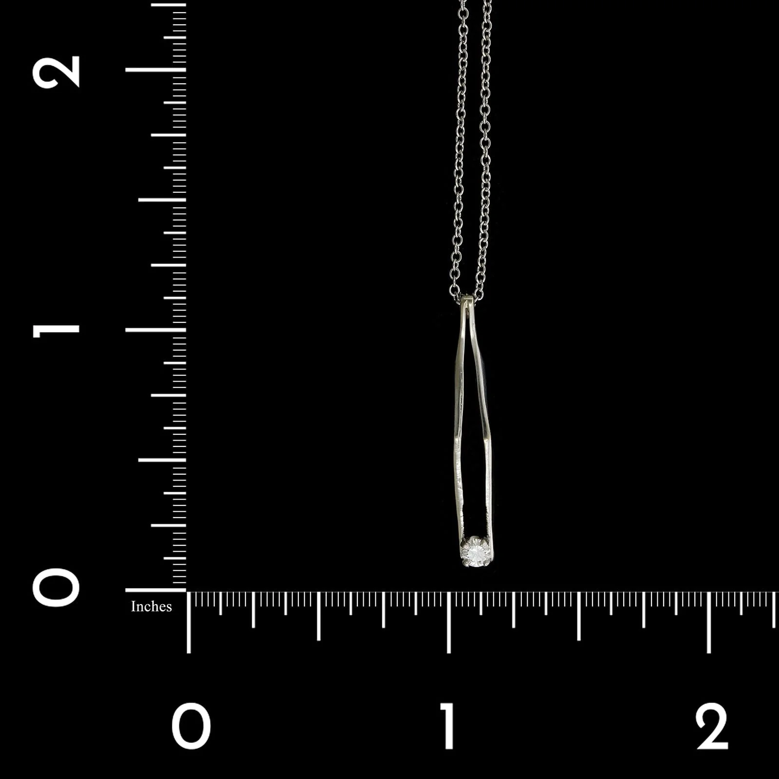 14K White Gold Estate Diamond Tweezer Pendant Necklace - Image 5